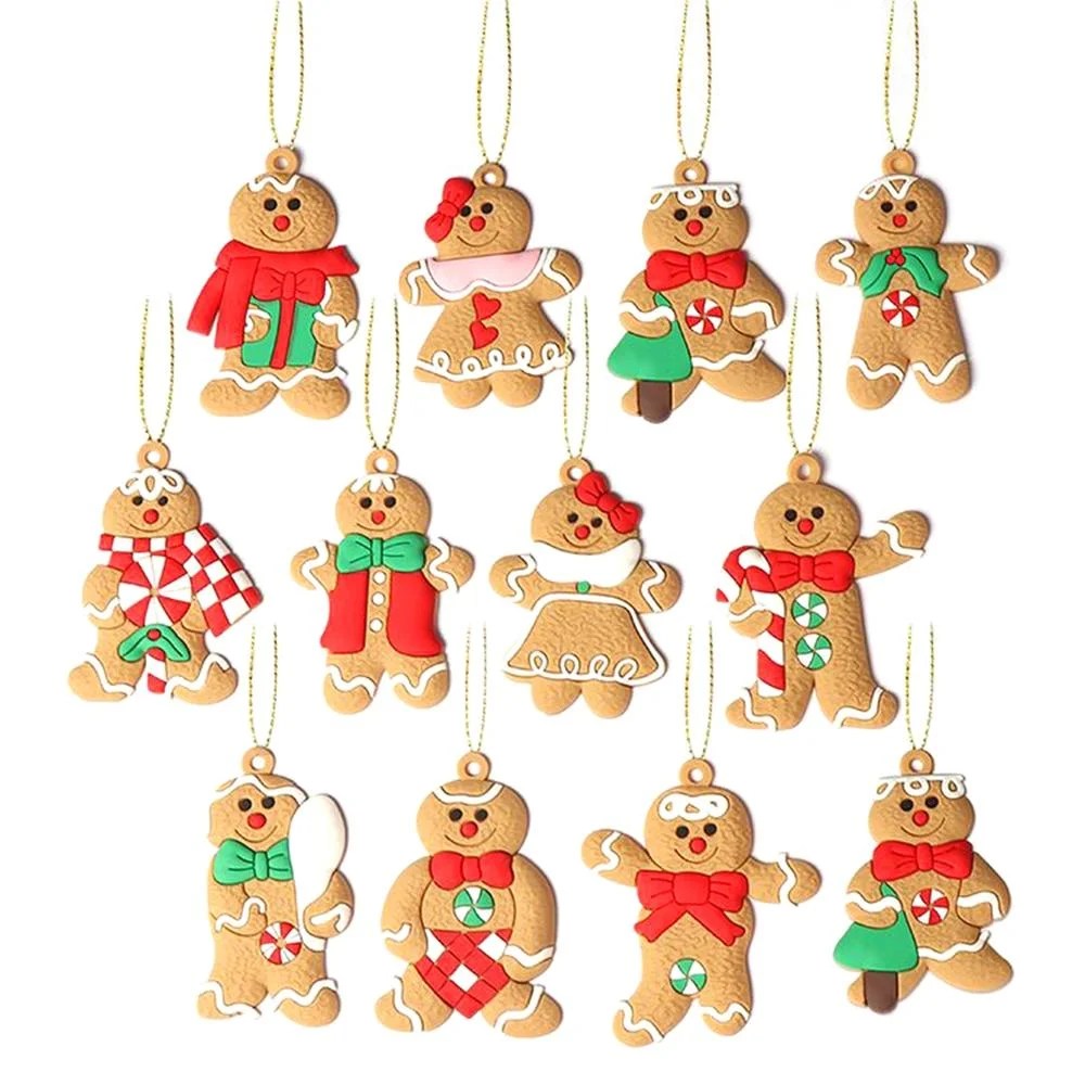 6 Pack Gingerbread Man Ornaments for Christmas Tree Decorations