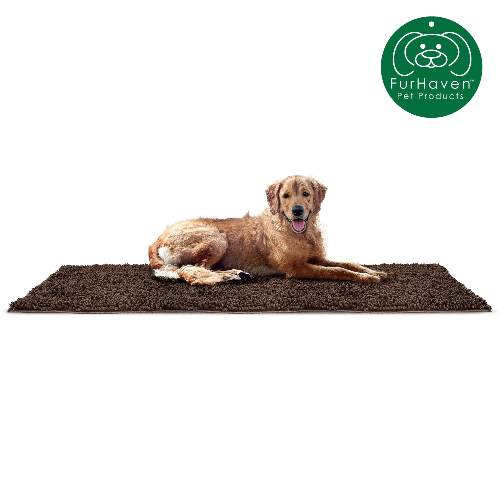 FurHaven Pet Dog Mat Muddy Paws Towel & Shammy Rug, Mud, Runner