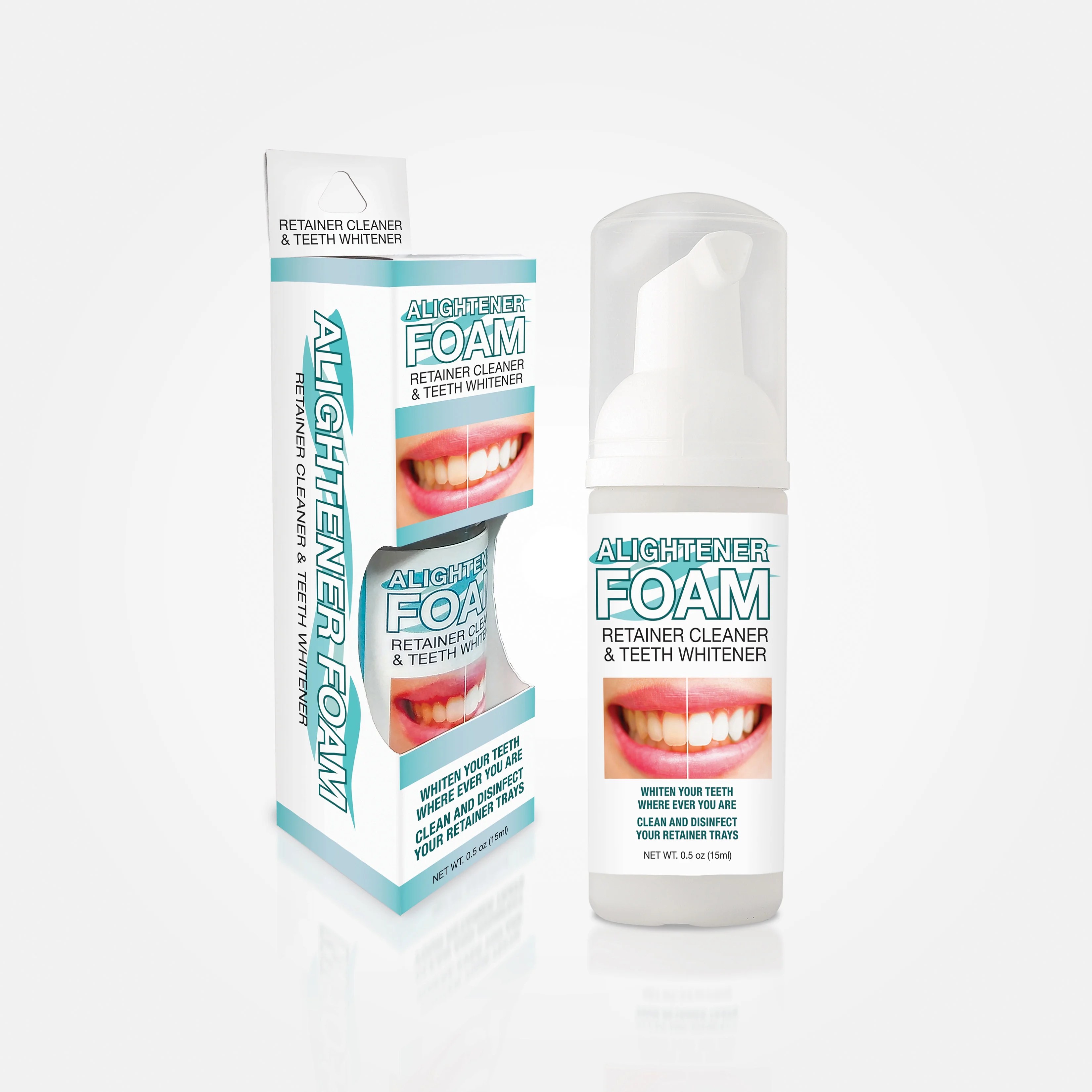 Alightener Foam Whiten your teeth while wearing a mouth tray or an