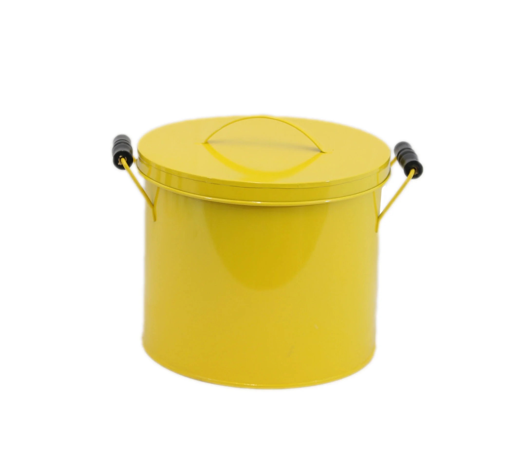 Lemon Yellow Round Enamel Bucket With Lid