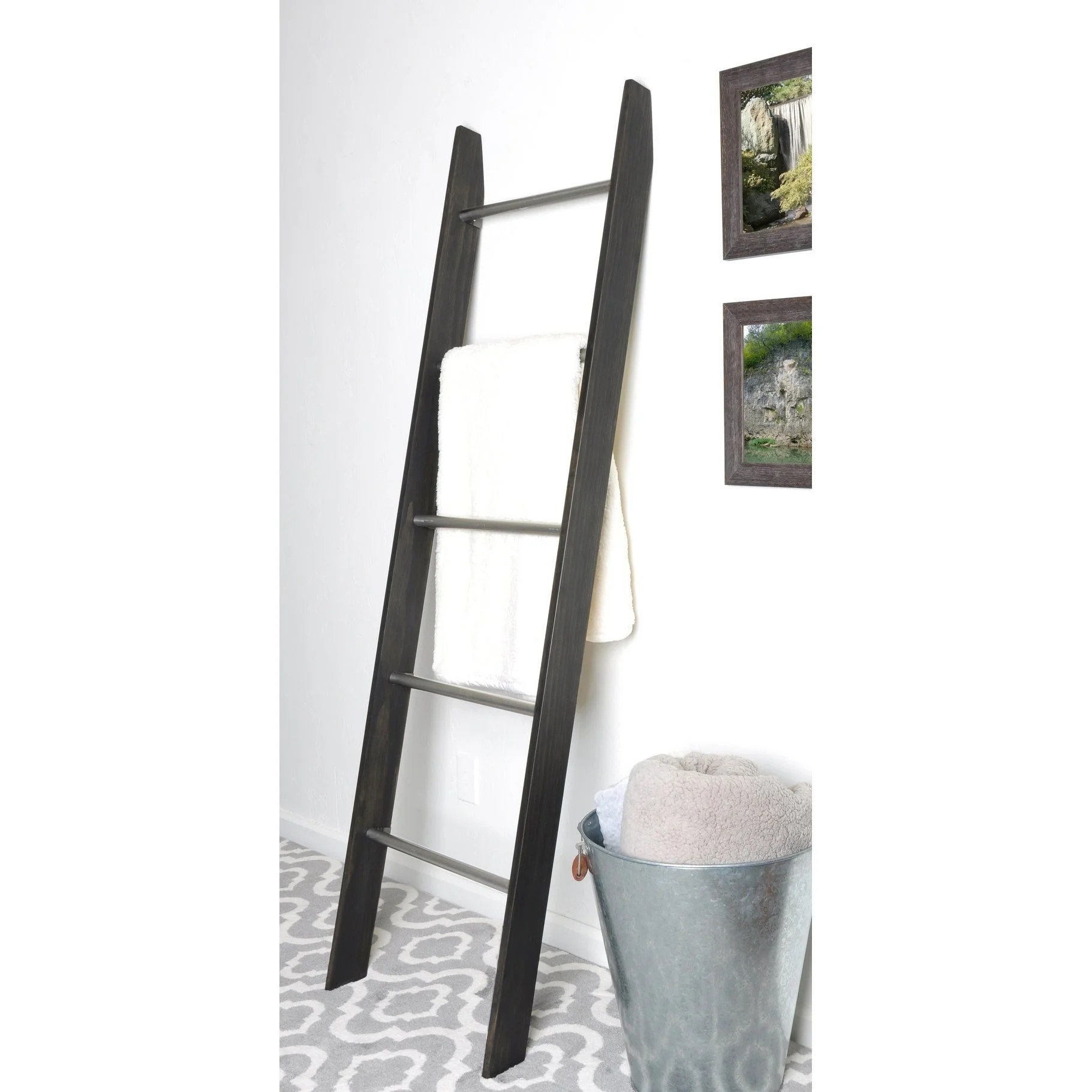 BrandtWorks Metal Rung Industrial Modern Blanket Ladder