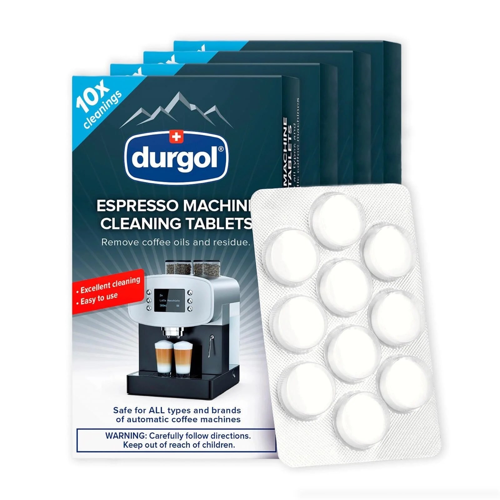Durgol Cleaner Coffee Espresso Machine Cleaning Tablets, 40 Count, 4