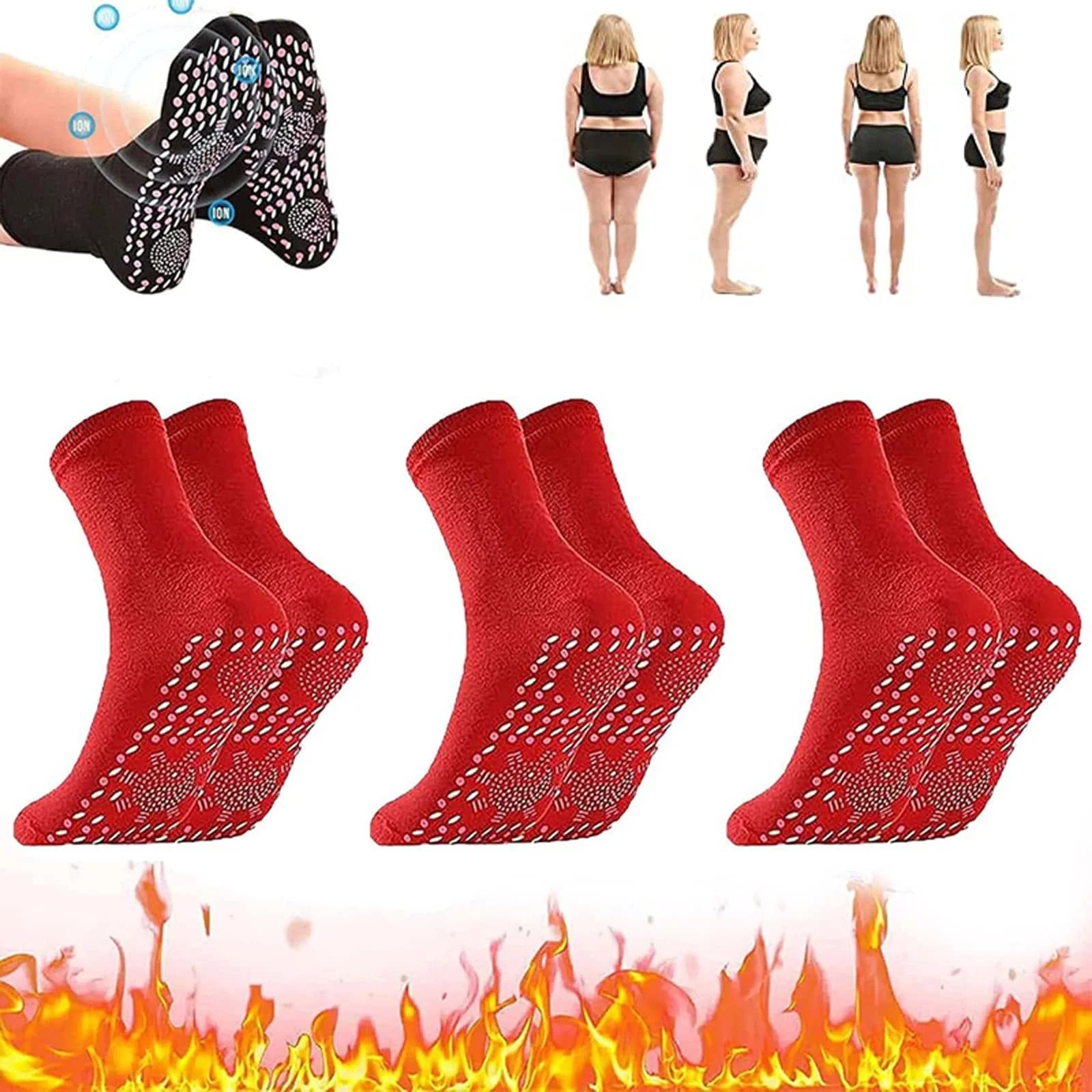 8Pairs Tourmaline Acupressure SelfHeating Shaping Socks, Tourmaline Slimming Health Sock