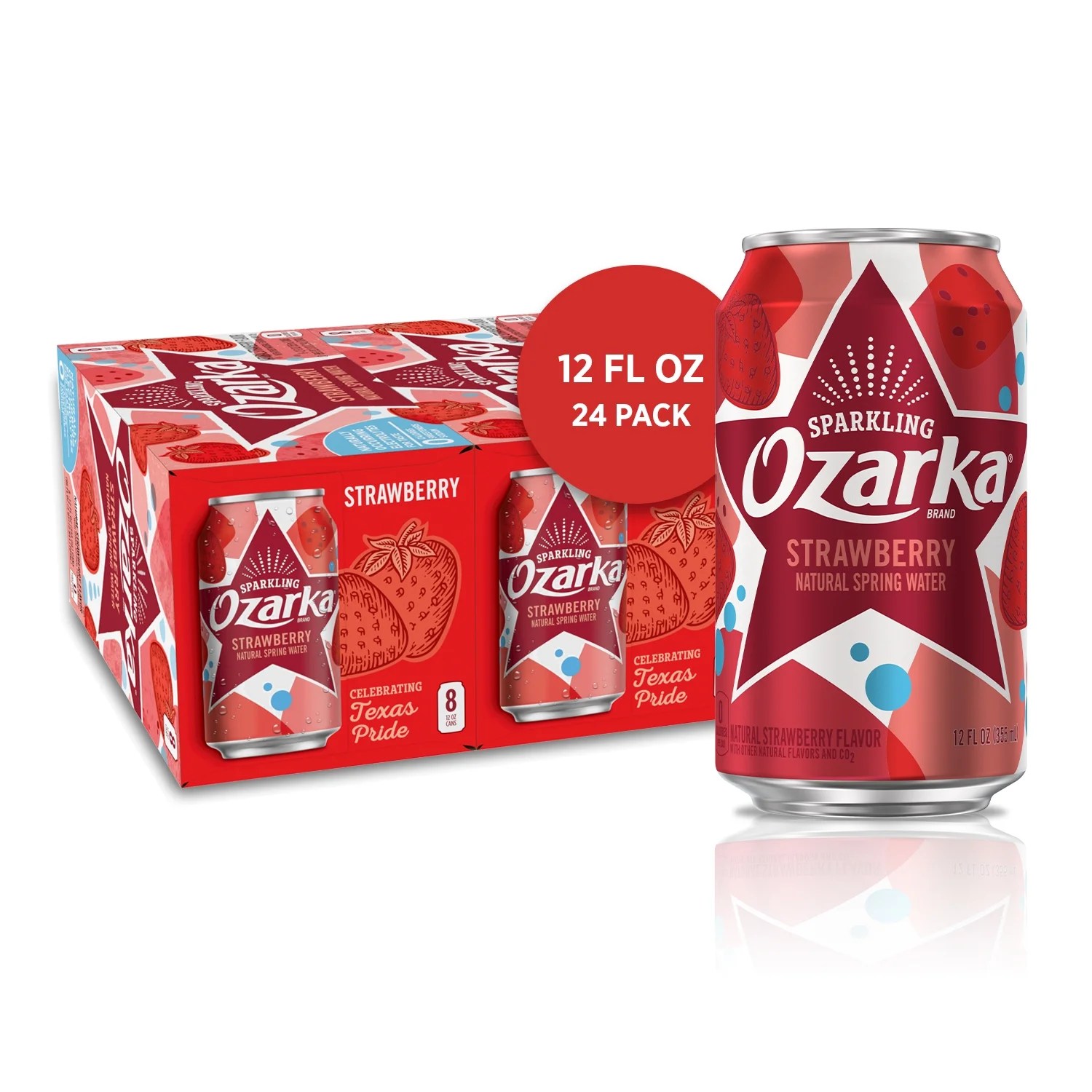 Ozarka Sparkling Water, Summer Strawberry, 12 oz. Cans (24 Count