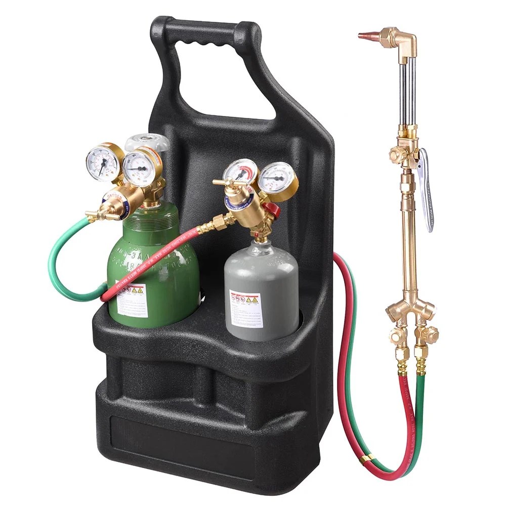 Portable Weld Torch Tank Kit Twin Tote Oxygen Acetylene Oxy Cutting