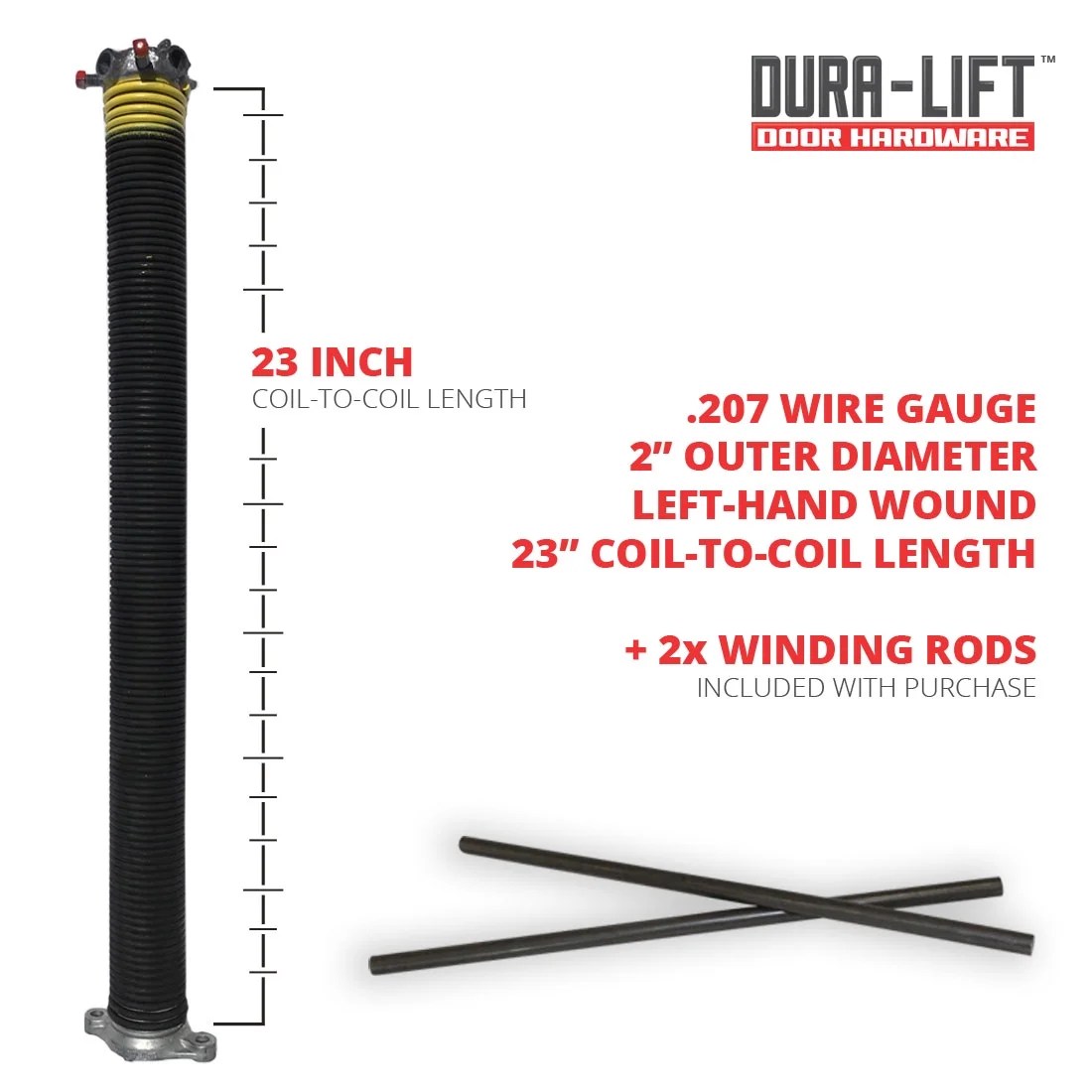 DURALIFT .207 x 2" x 23" Torsion Garage Door Spring DURALIFT .207 x 2" x 23" Torsion Garage Door Spring