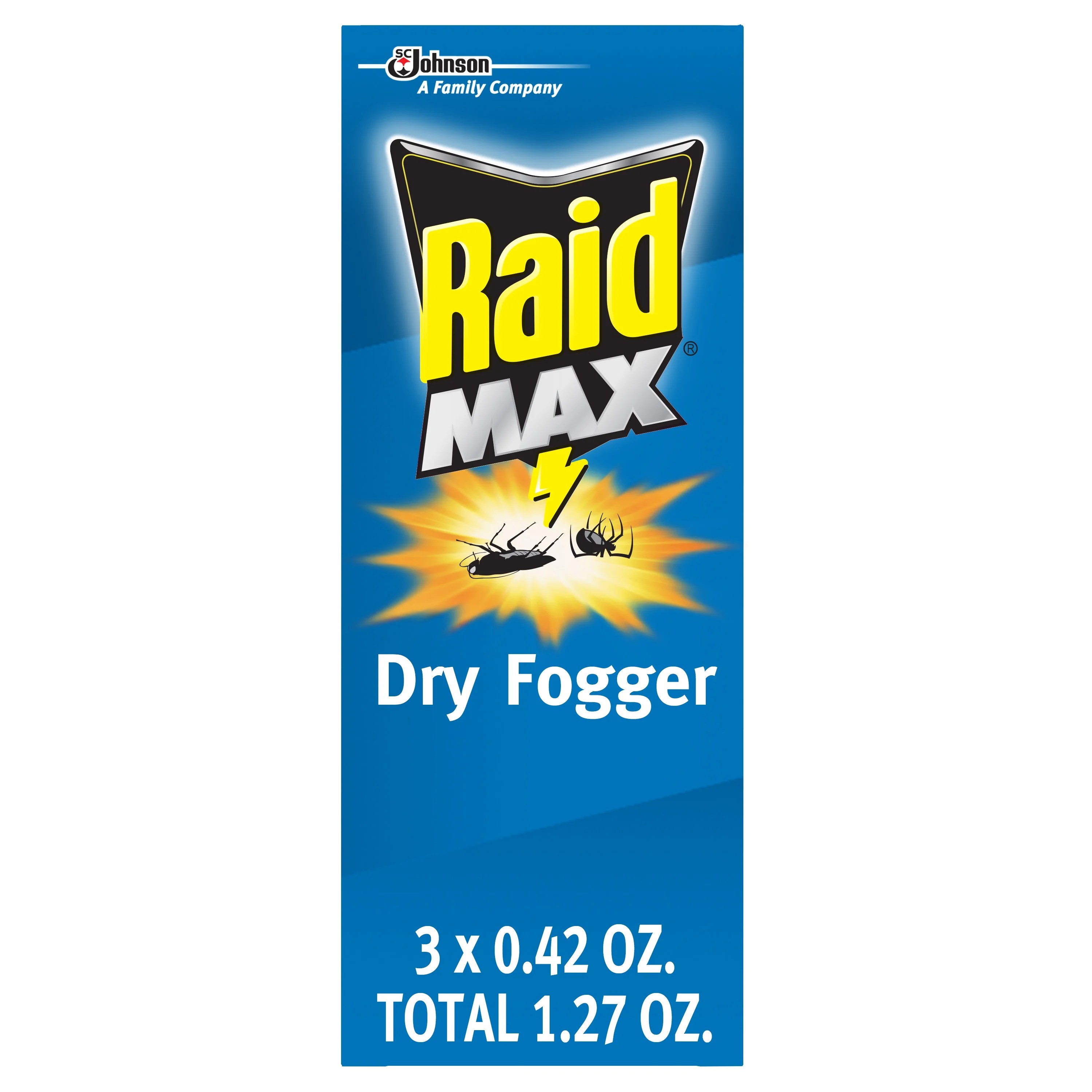 Raid Max No Mess Dry Fogger, Insect Killer, 0.42 oz, 3 Cans Walmart