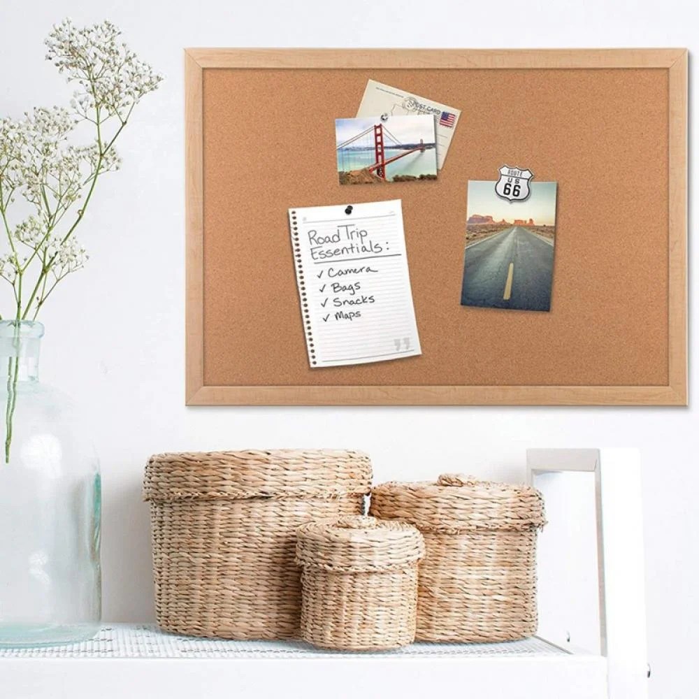 Quartet Cork Board Bulletin Board, 16” x 12” Framed Corkboard