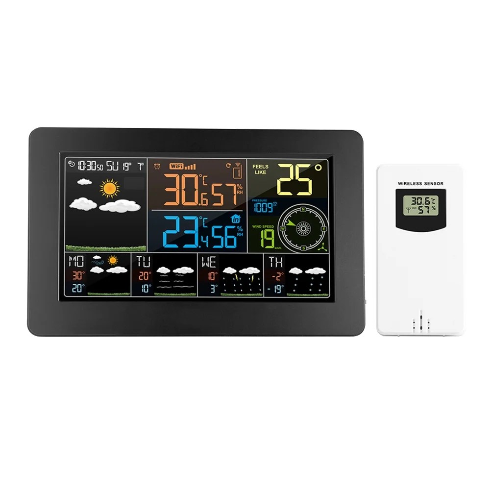 Multifonction Couleur Station météo WiFi avec contrôle APP Surveillance