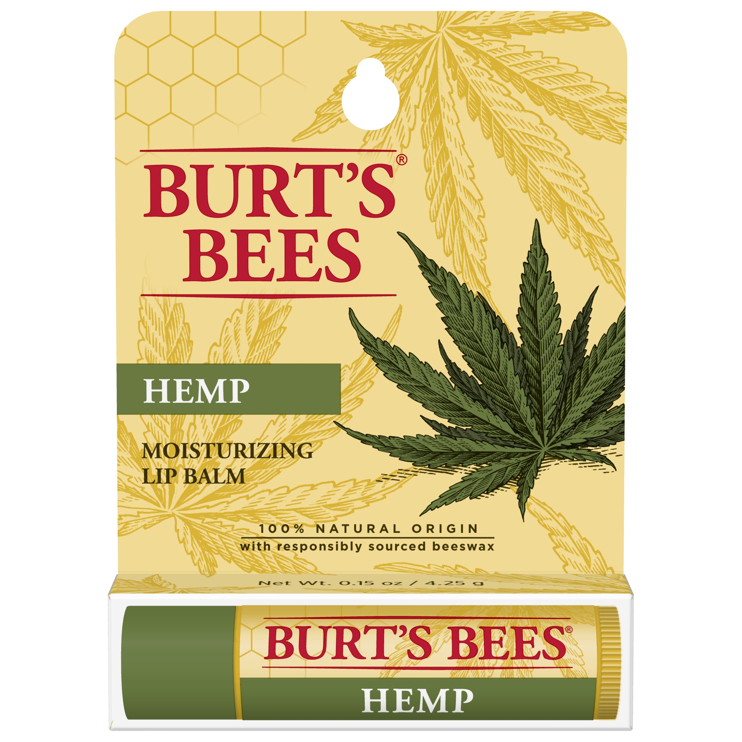 Burt's Bees 100 Natural Origin Lip Balm, Hemp with Beeswax, 1 Count