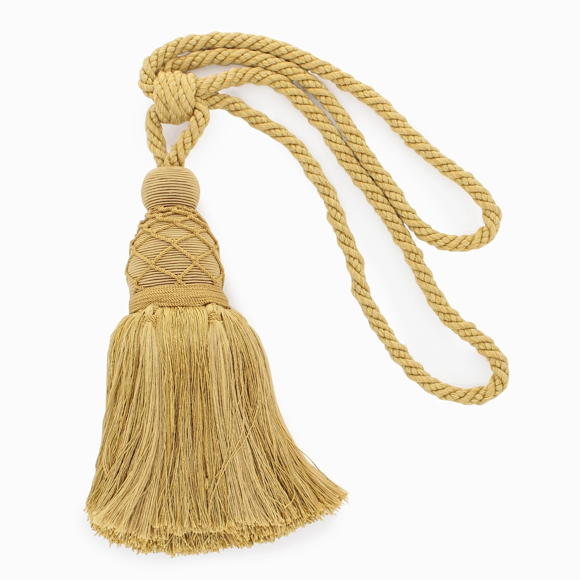 Large Elegant / Coin Gold, Gold, Antique Gold / Curtain and Drapery Tassel Tieback / 9 1/2 inch