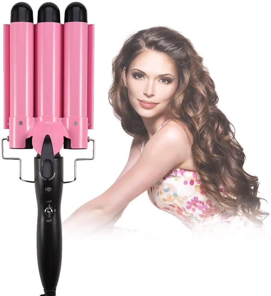 Hair Curling Iron, Portable Temperature Adjustable 3 Hair Curling Iron, Portable Temperature Adjustable 3