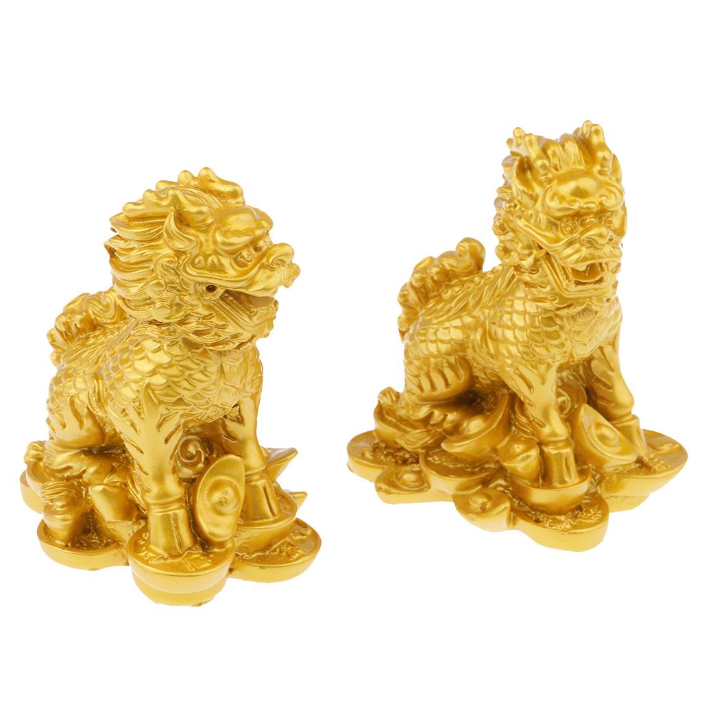 Feng Shui Pair of Chinese Beijing Lion Statues Hand handwerkliches