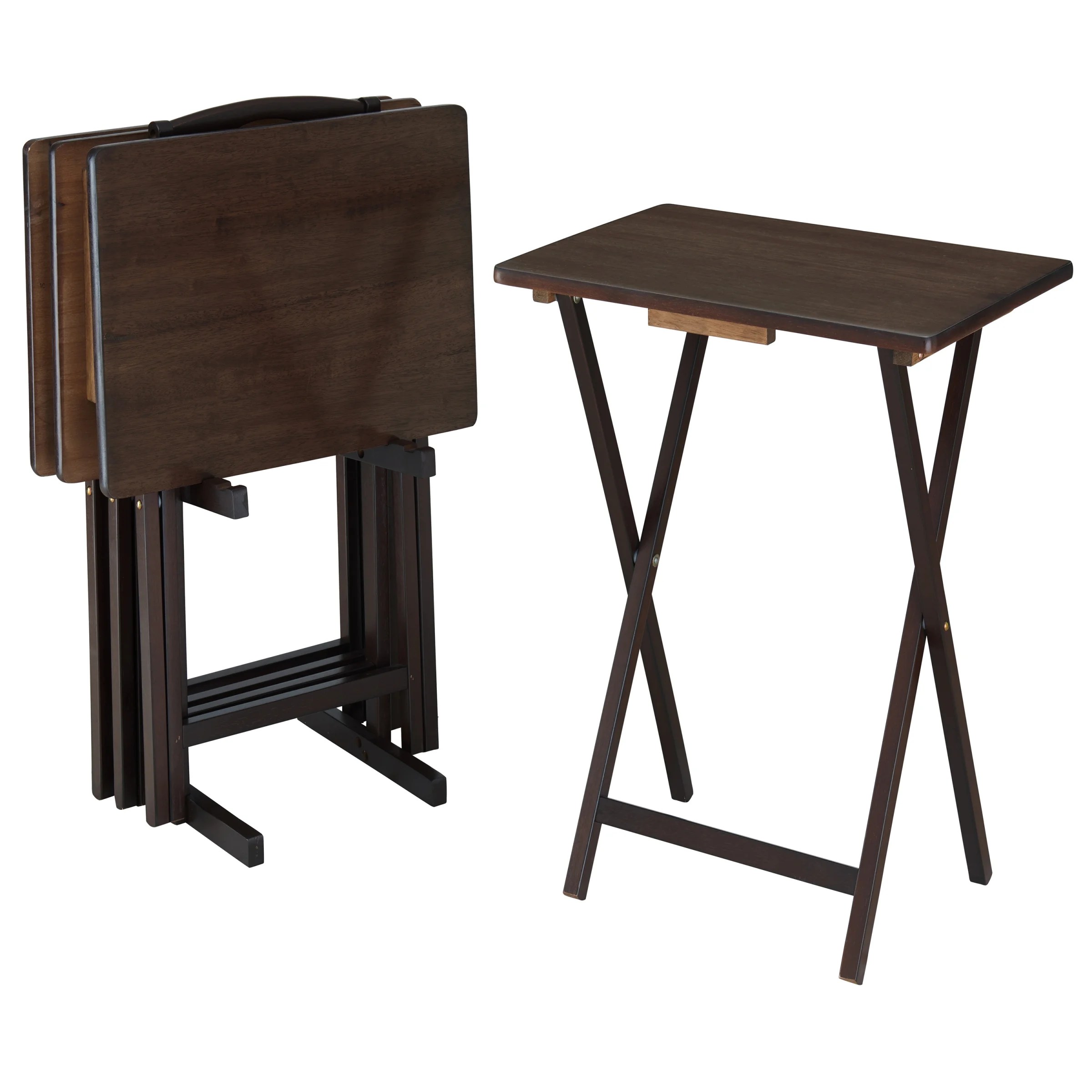 An american 13 course table setting. Mainstays Walnut 5 Piece Folding Tv Tray Table Set 4 Trays 1 Stand 19x15x26 Inch Walmart Com Walmart Com