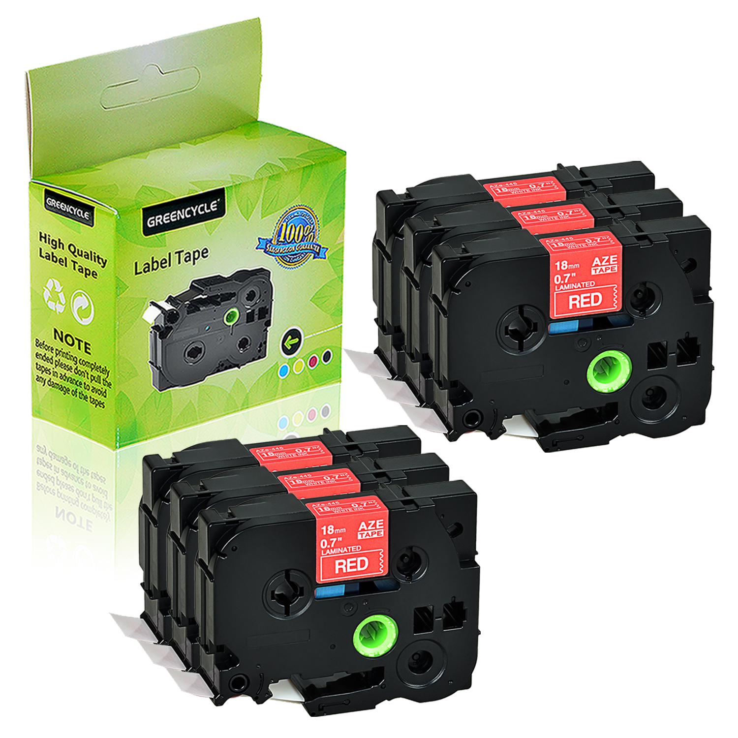 GREENCYCLE 6 Pack Compatible for Brother TZe445 TZ445 TZ445 TZ445 TZe