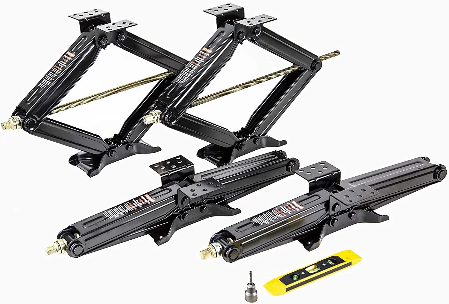 ROCKMAN 24" 7500lbs RV/Camper /Trailer Stabilizer Leveling Scissor Jacks w/Socket & Level, Set 4