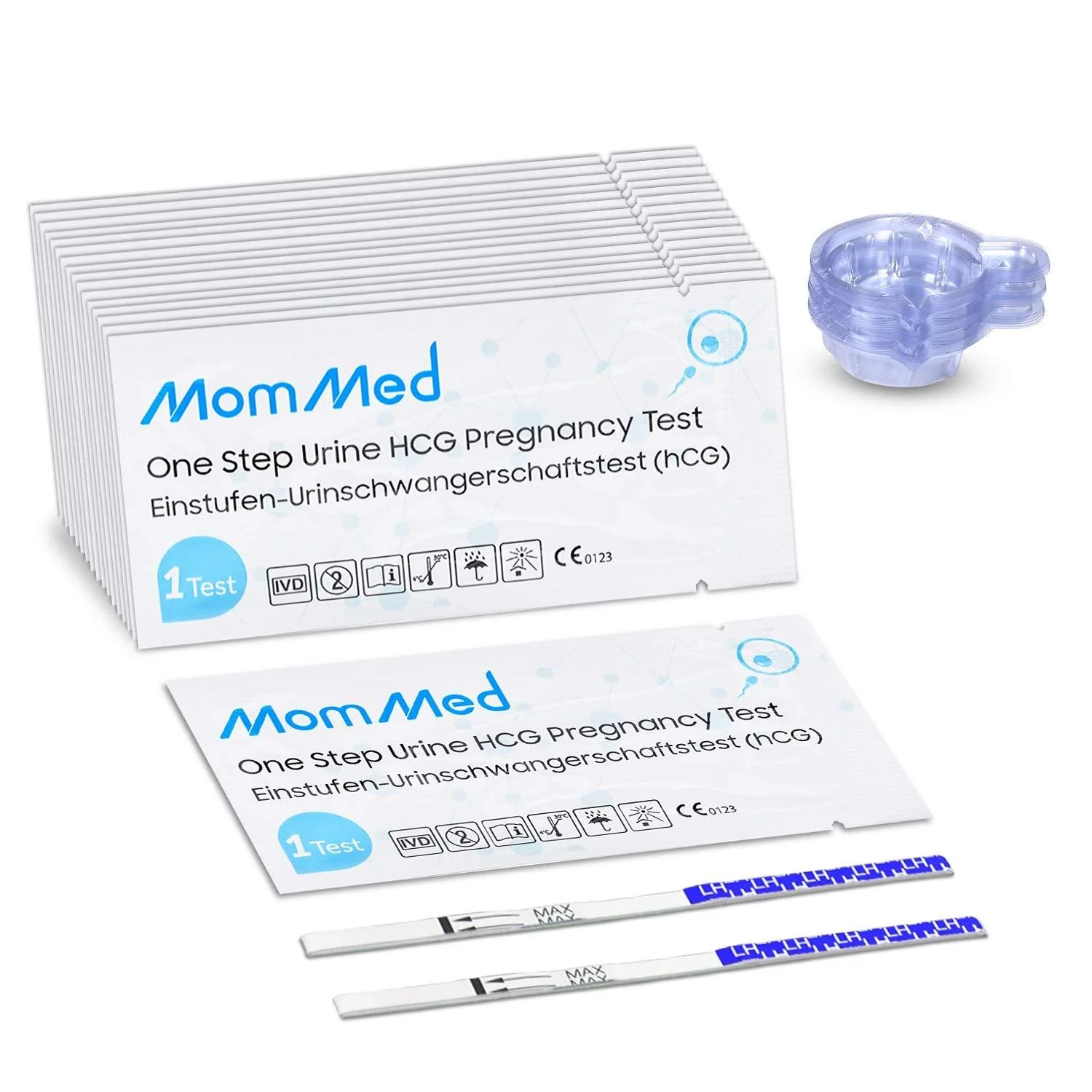 MomMed Pregnancy Test, 25 Hcg Pregnancy Test Strips with Free 25 Urine