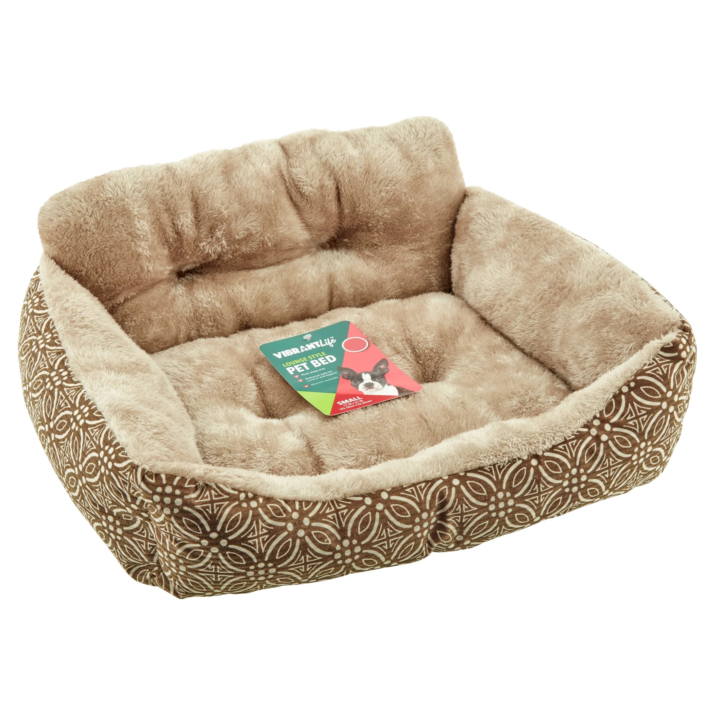 Vibrant Life Brown Lounge Style Pet Bed, Small