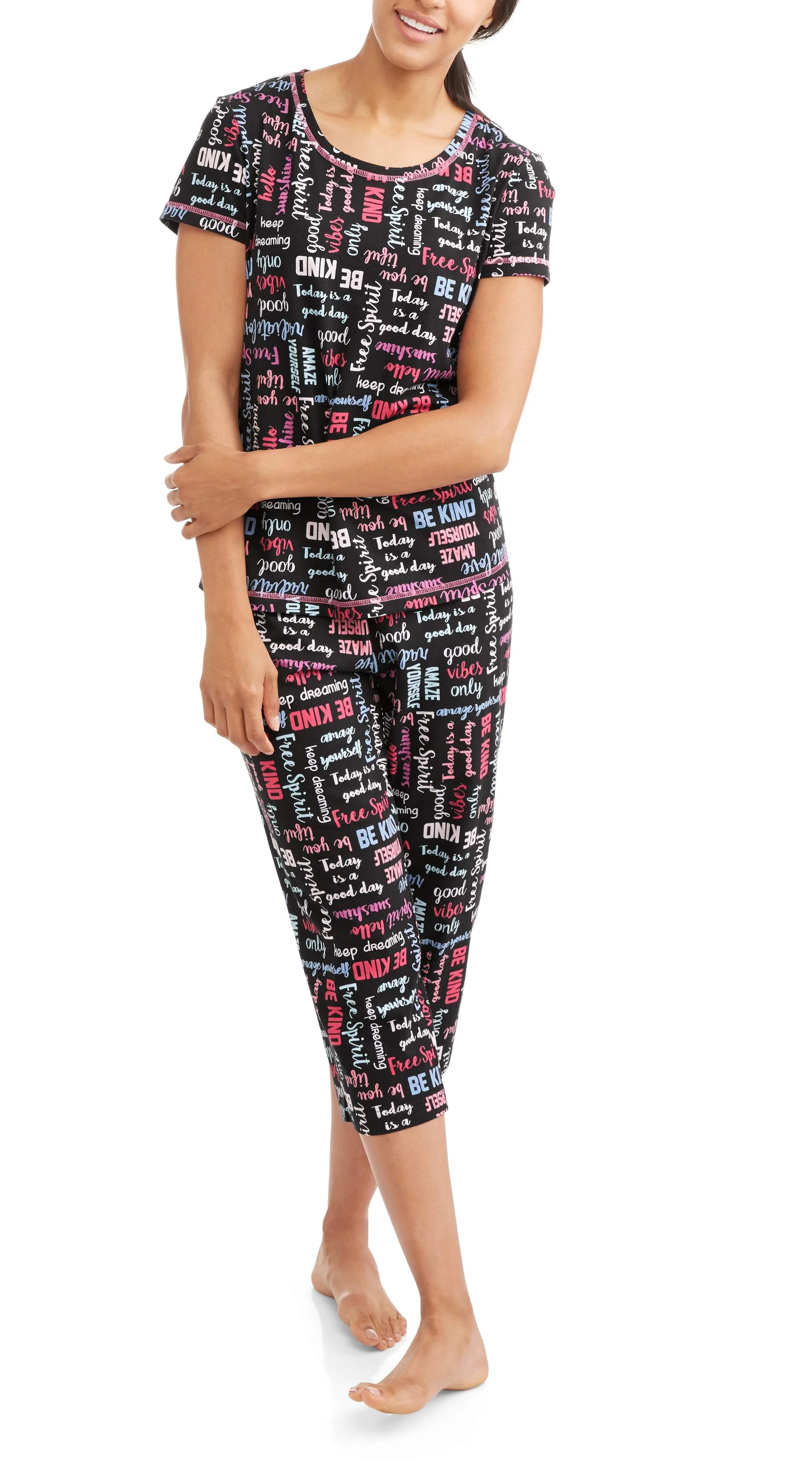 Secret Treasures Women's Pajama Tee and Capri Sleep Pants 2Piece