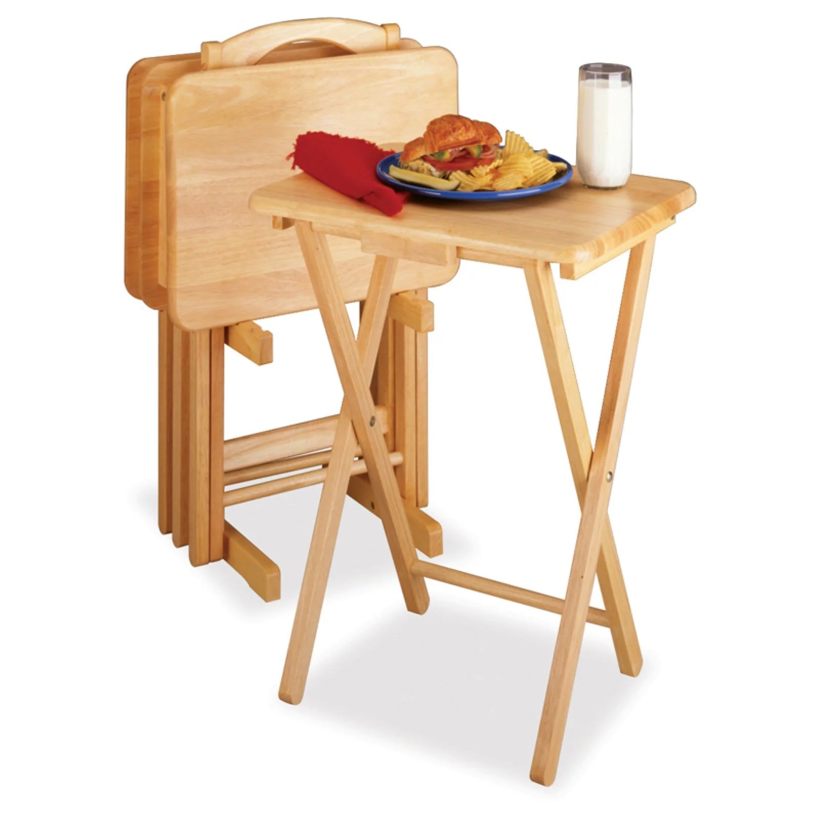 Rectangular TV Tables, Set of 4 with Stand, Multiple Colors