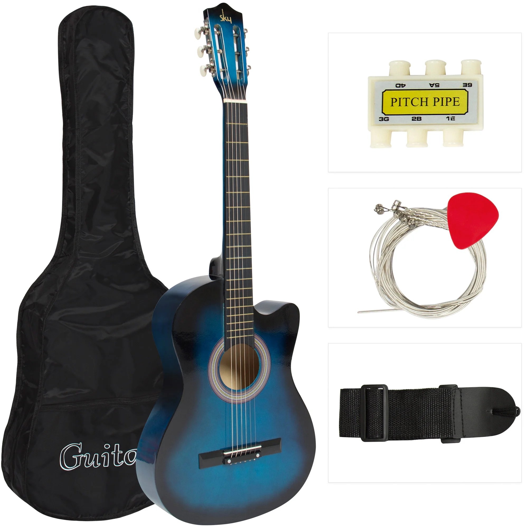 Best Choice Products 38in Beginner Acoustic Cutaway Guitar Set w/ Extra