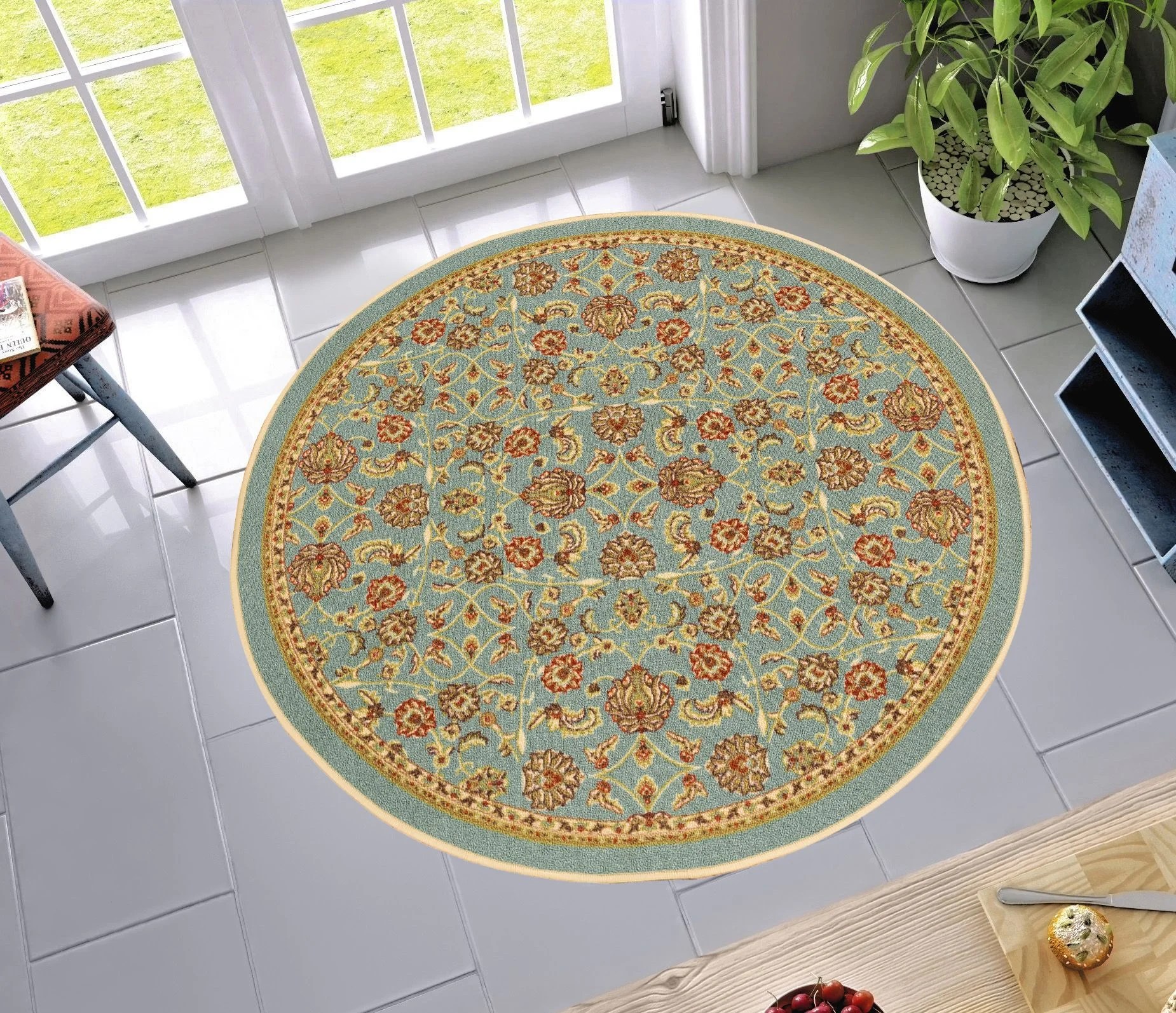 NonSkid / Slip Rubber Back Antibacterial 4 Round ( 4'3" Round ) Area