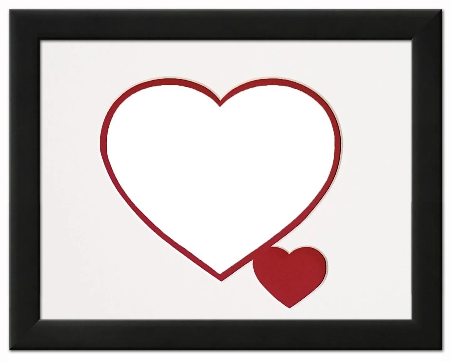 Heart & Love Picture Frame Black Wood Frame With Heart Shaped Double