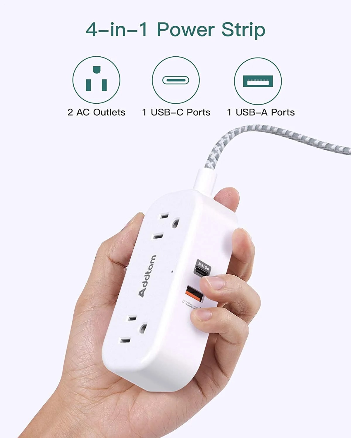 Small Flat Power Strip Bmatwk 2 Outlet Portable Plug Strip with 2 USB