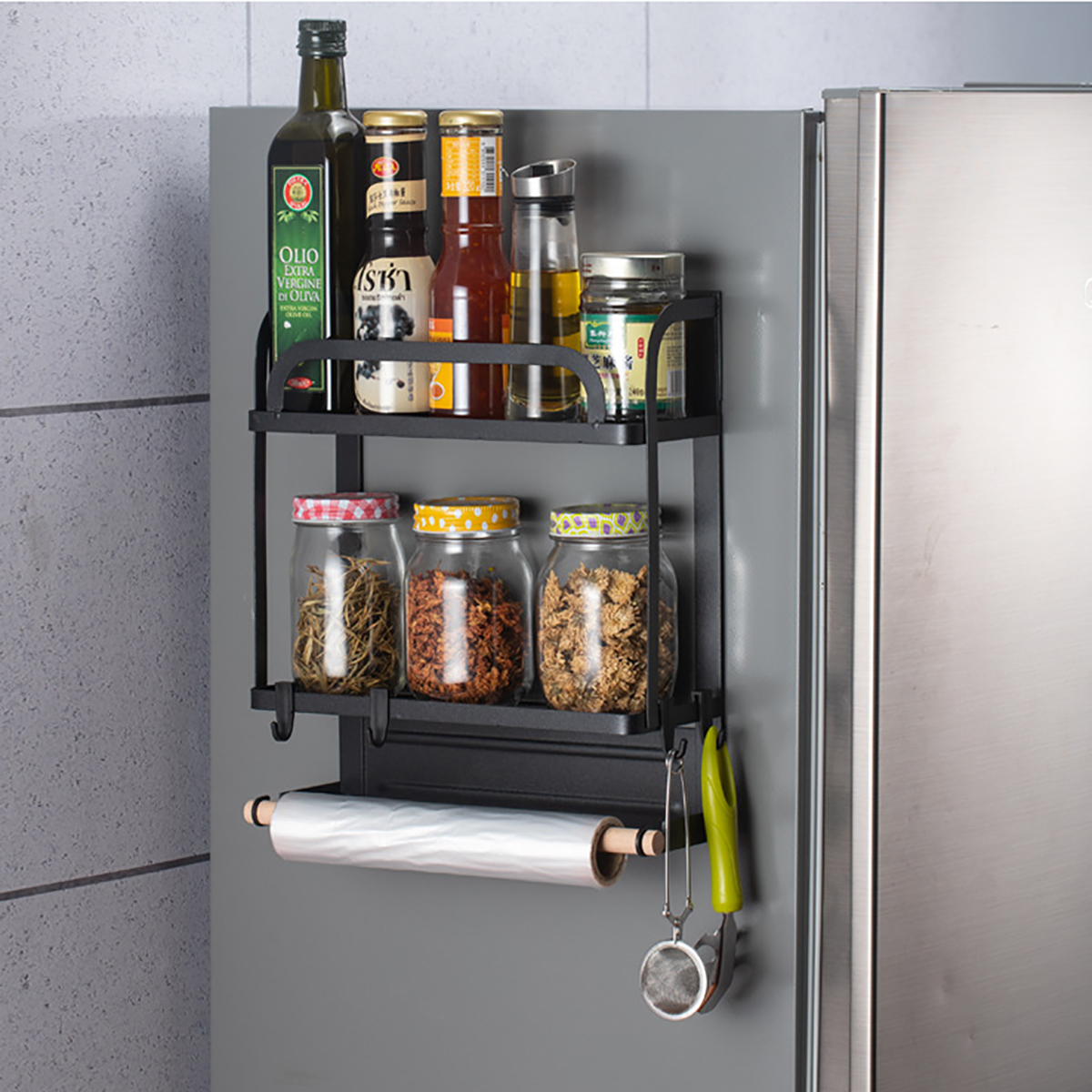 Fridge Side Rack Shelf Spice Storage Holder Box Kitchen