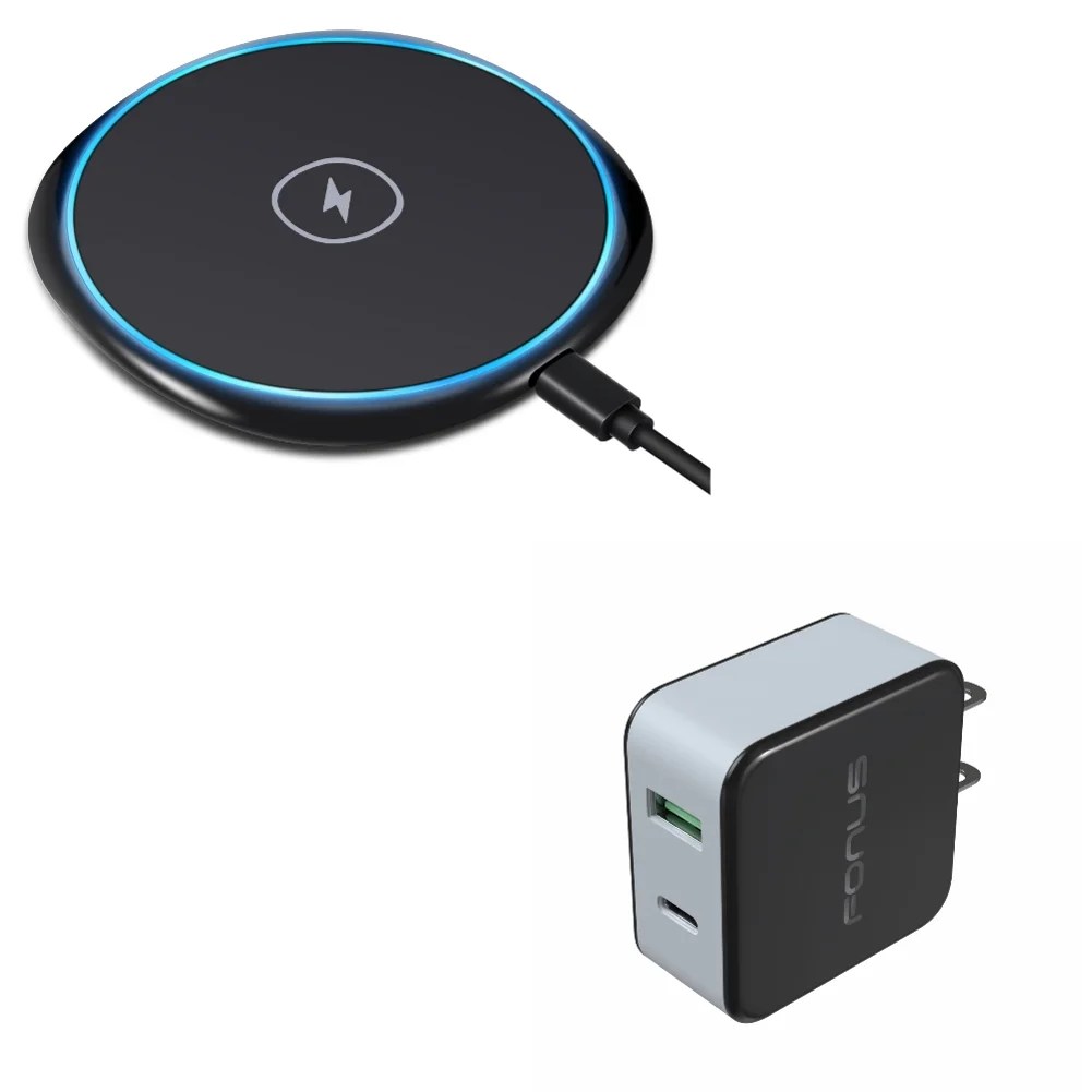 7.5W and 10W Wireless Charger Ultra Slim Fast Charging Pad w 36W 2Port