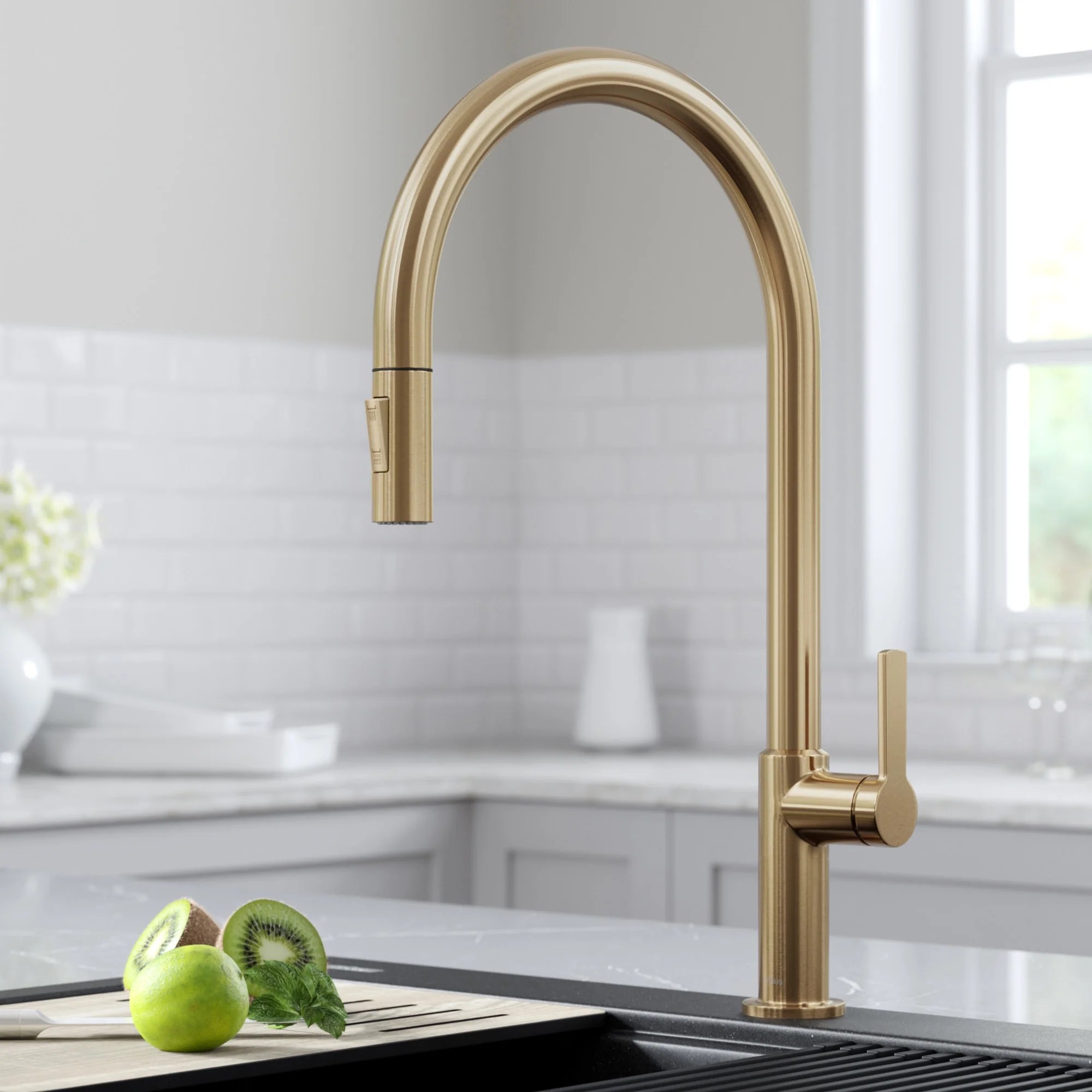 Kraus Oletto HighArc Single Handle PullDown Kitchen Faucet in Spot