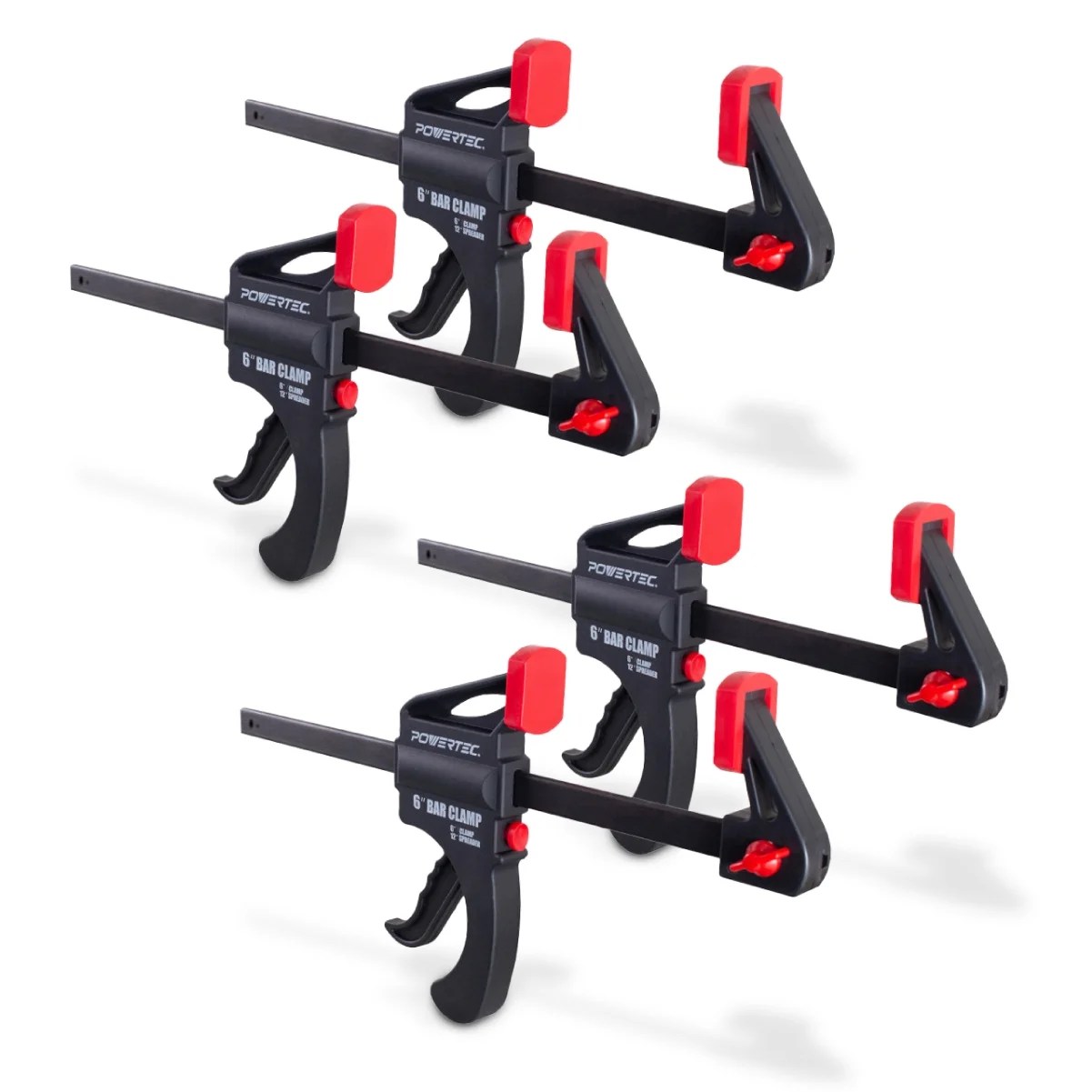 POWERTEC 4PK 6 inch Bar Clamps Quick Release with 12 in. Spreader