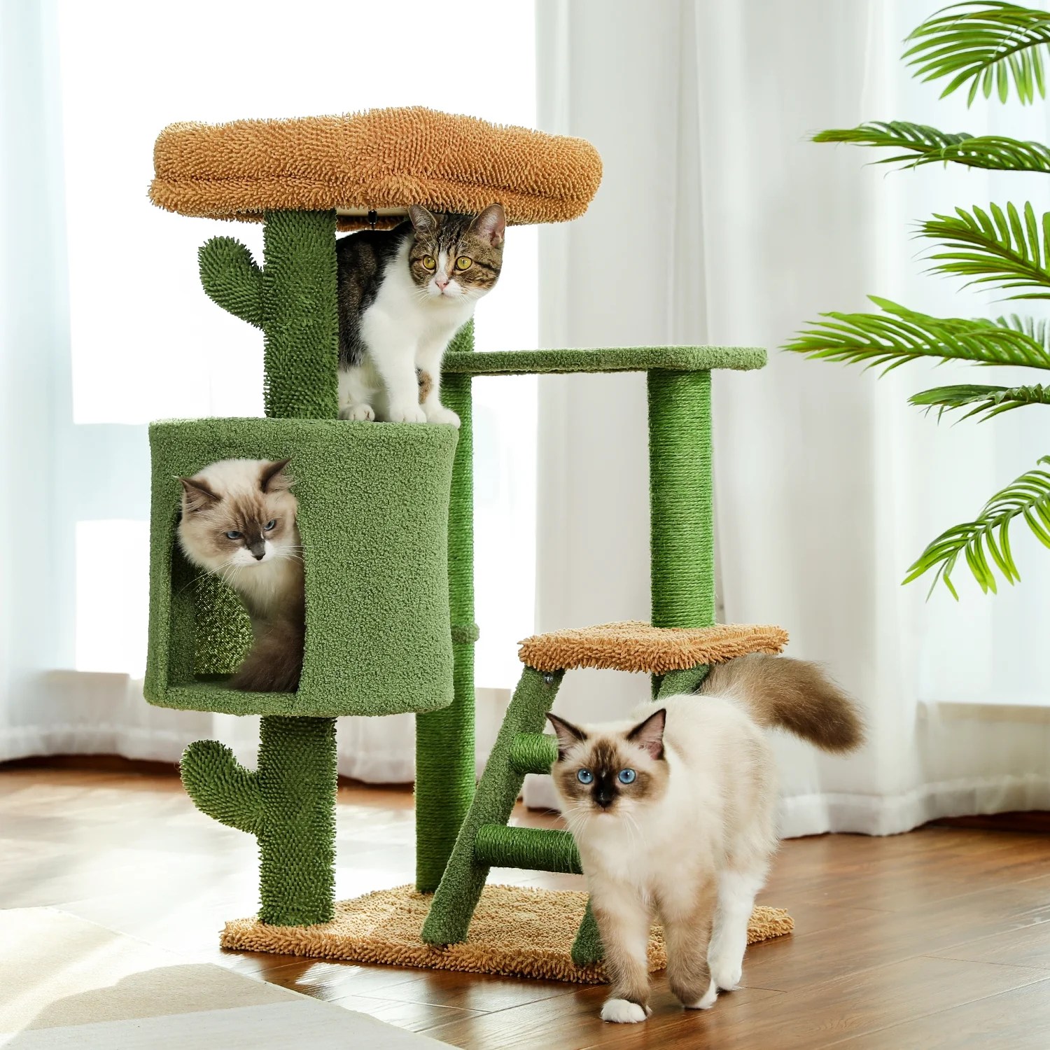 Pefilos 35" Cat Tree Cactus Cat Tower, Cat Condo for Multiple Cats Cat