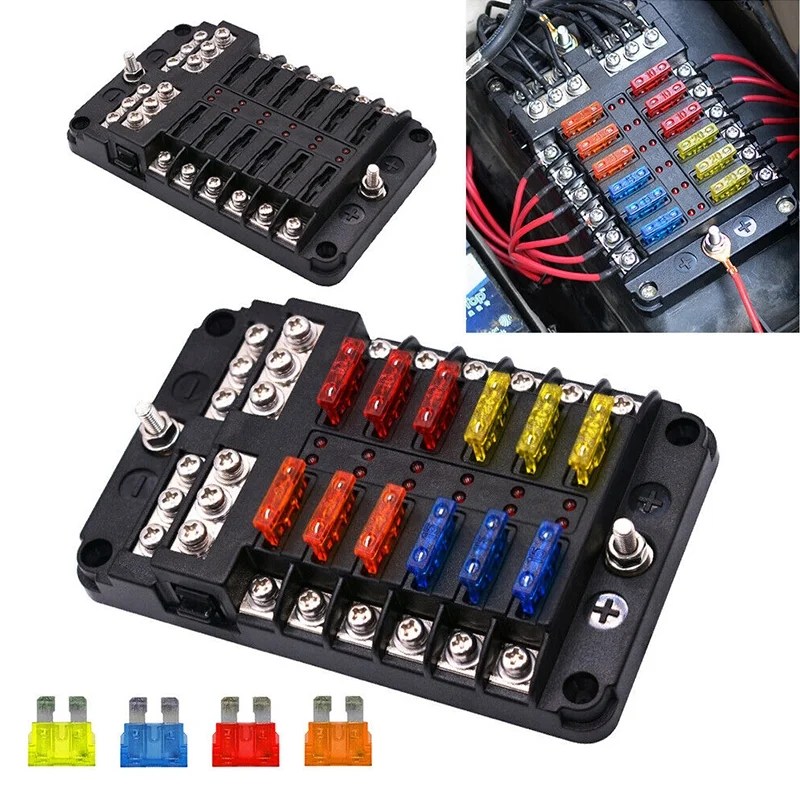 12 Way Car Boat Bus Blade Fuse Box ATO ATC Block Holder 12 Way Car Boat Bus Blade Fuse Box ATO ATC Block Holder
