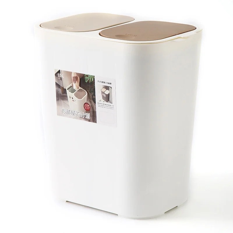 Classification Trash Can Double Covered Double Cover Wet and Dry Separation Bin for Kitchen