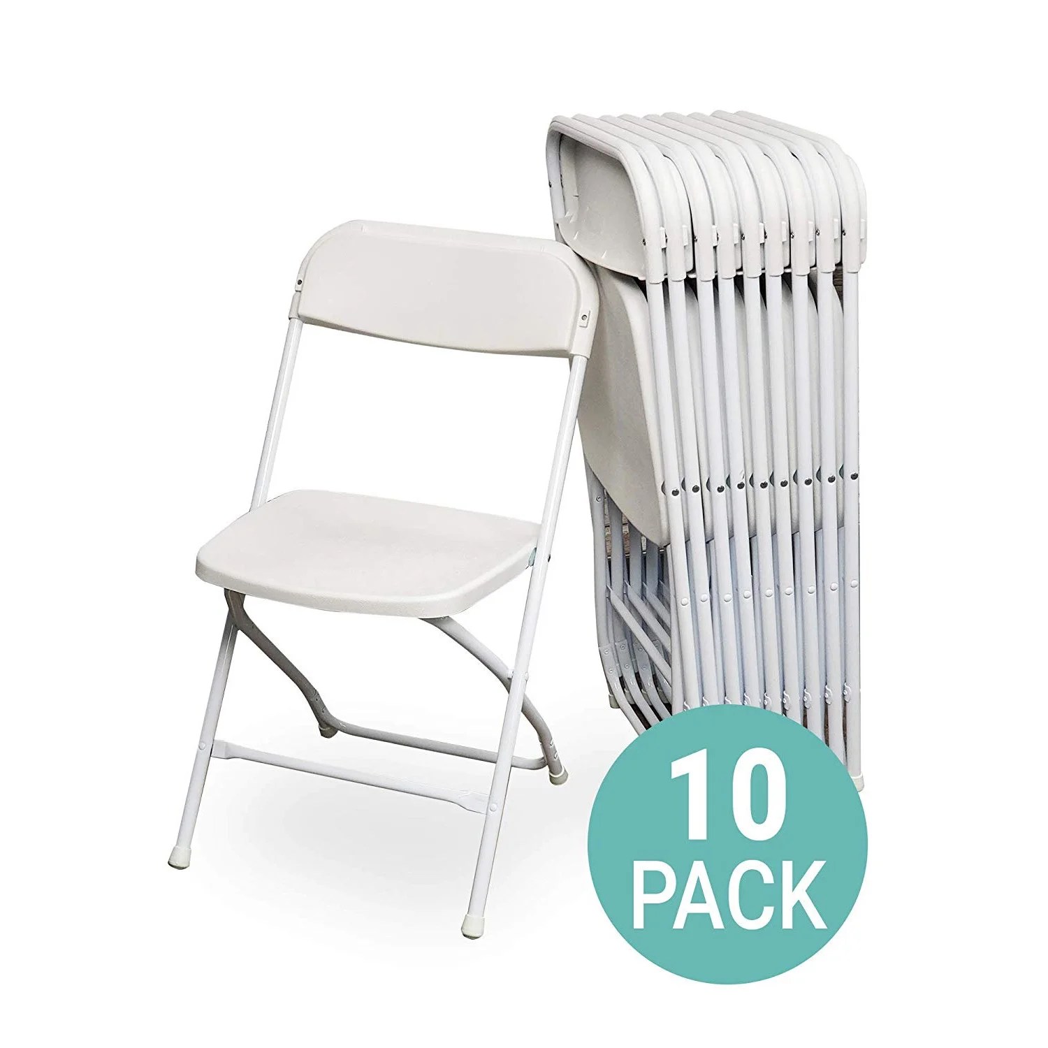 AJP Distributors 10 Pack Premium White Plastic Folding Chairs Wedding