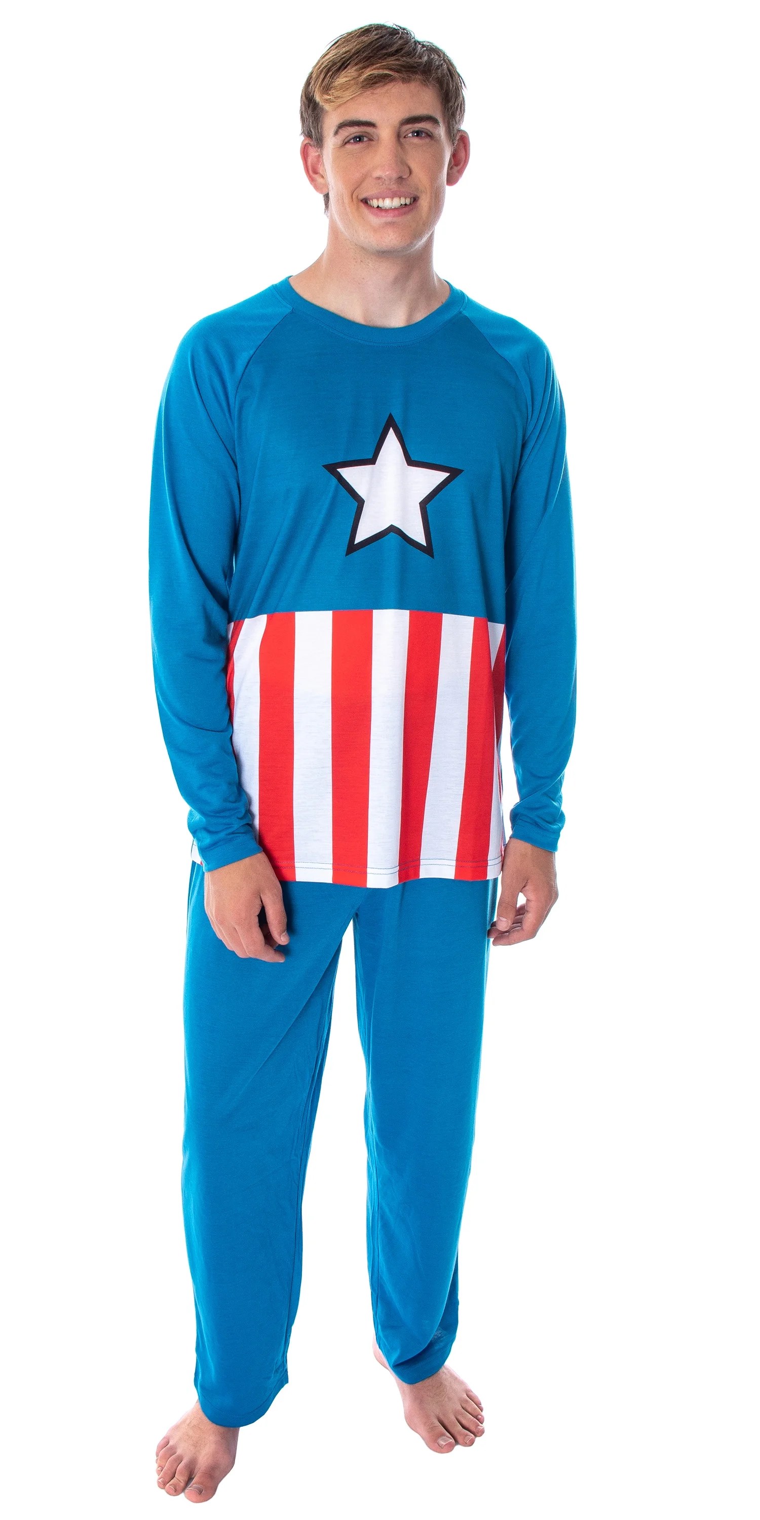 Intimo Marvel Men's Vintage Captain America Costume Raglan Top And