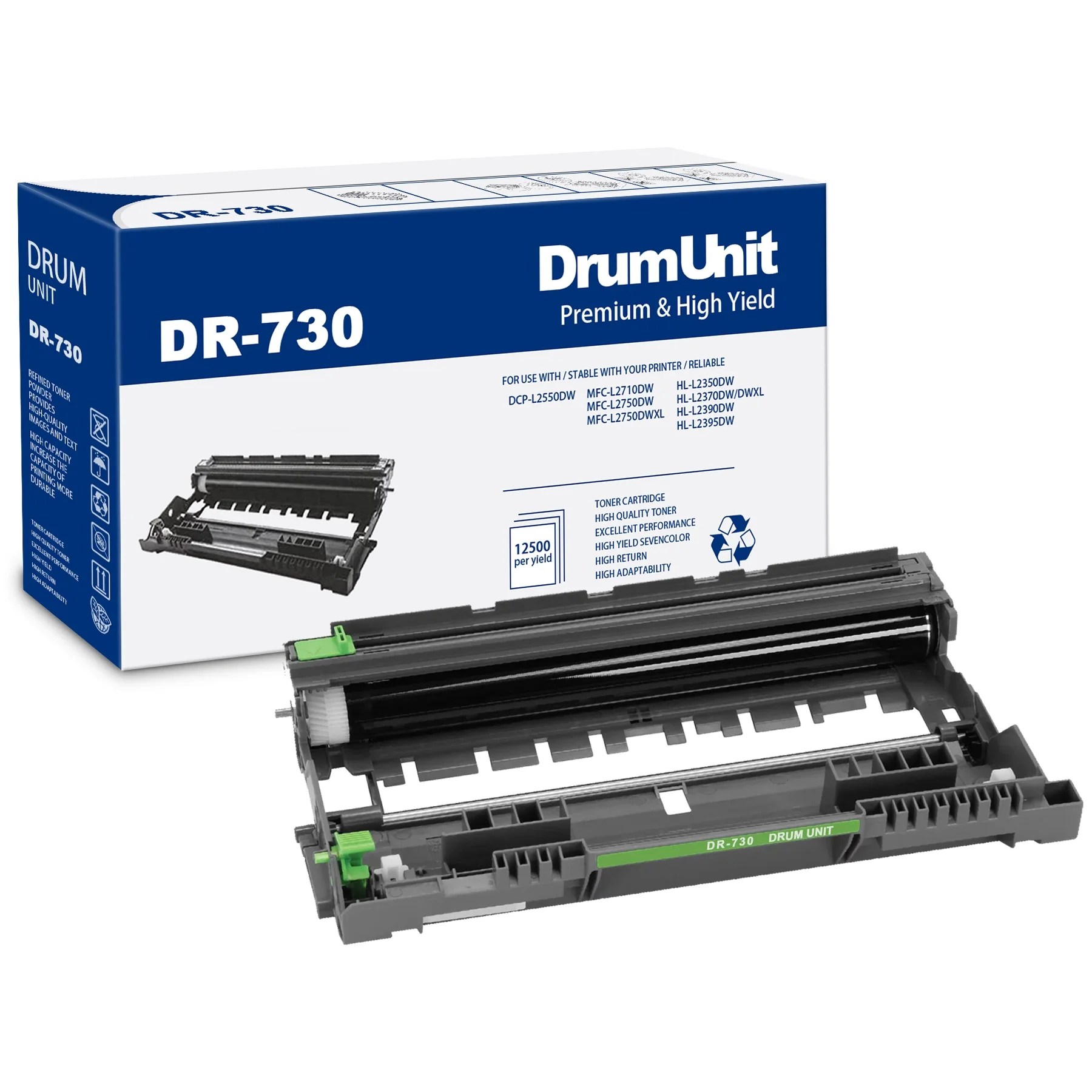 DR730 Drum Unit Yields Up to 12,500 Pages Replacement for Brother DCP