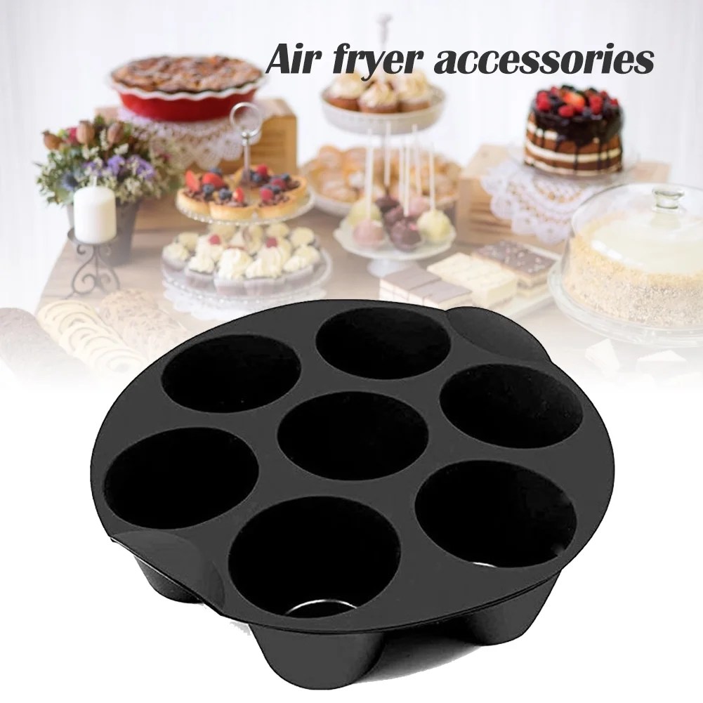 Simday Silicone Air Fryer Mold 7 Hole Cupcake Muffin Baking Cups Cake