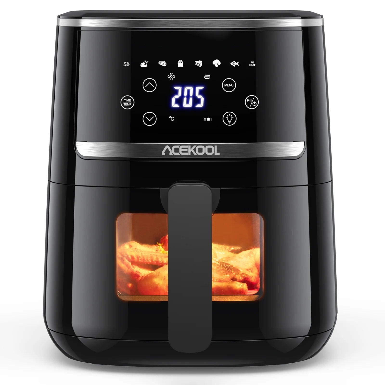 WhizMax Digital Touch Screen Air Fryer with Visible Window & 8 Cooking