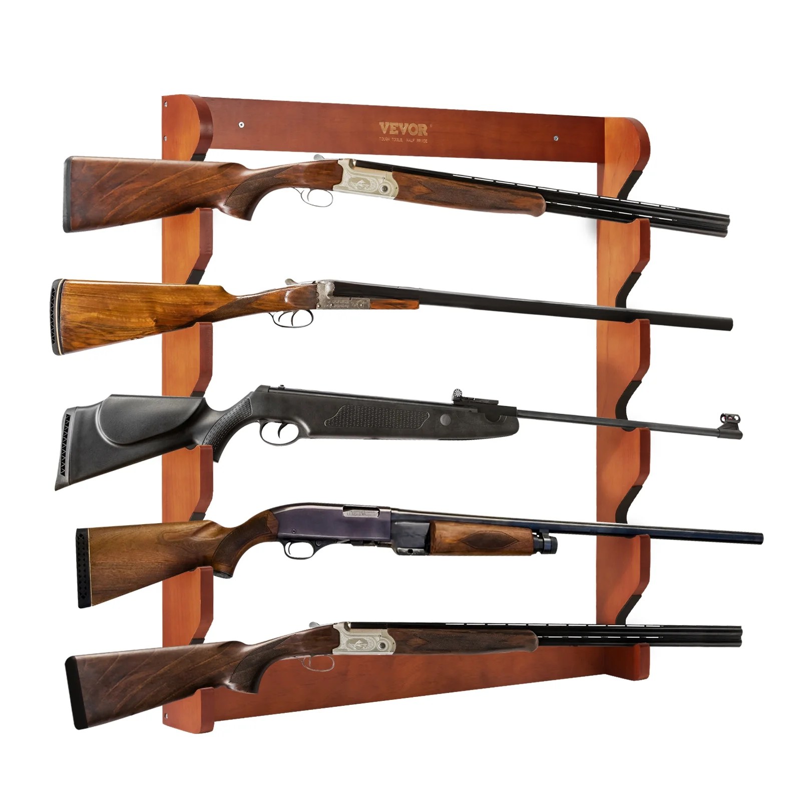 BENTISM Gun Rack, Wood Gun Rack Wall Mount, Gun Display Rack holds 5