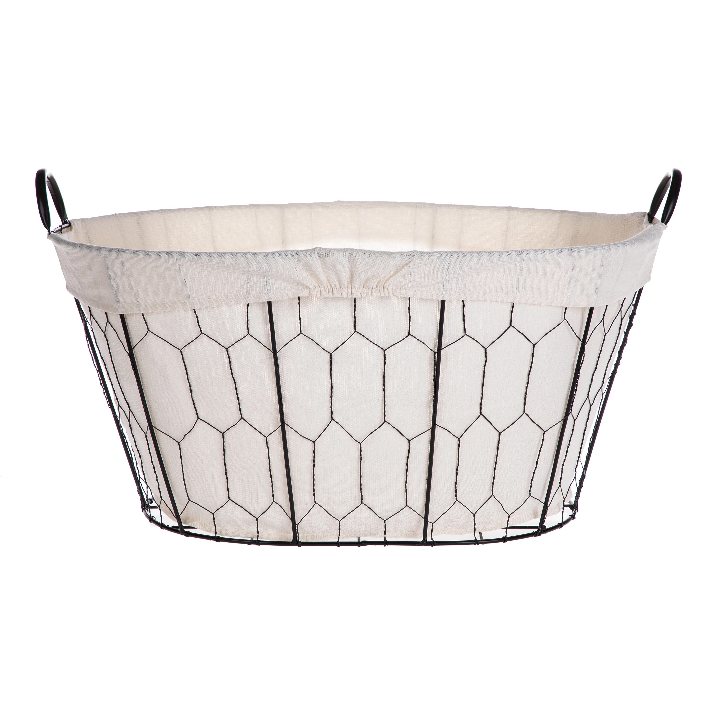 Better Homes & Gardens Oval Chicken Wire Basket with Liner, Black