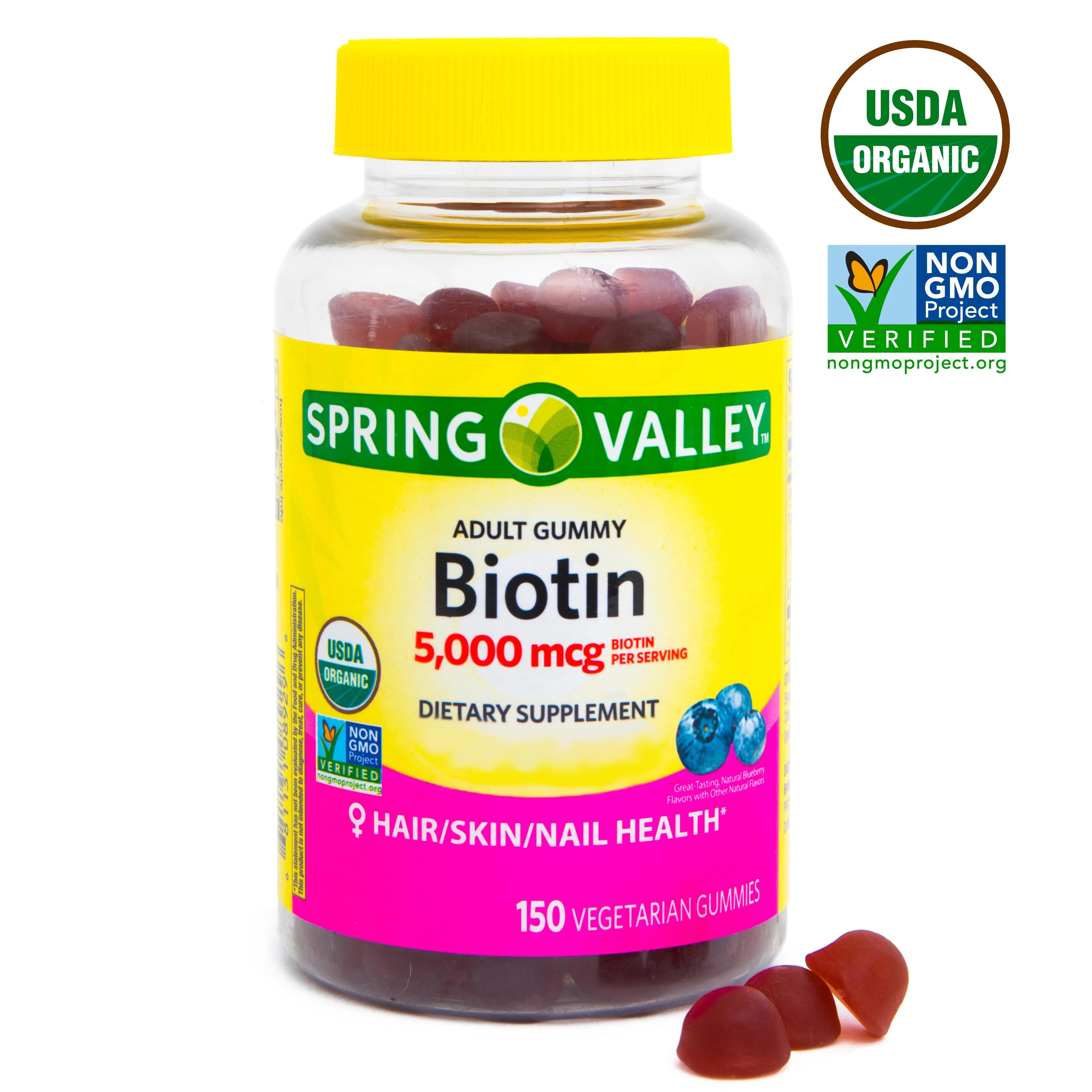 Spring Valley Vegetarian Biotin Gummies, 5,000 mcg, 150 Ct Walmart
