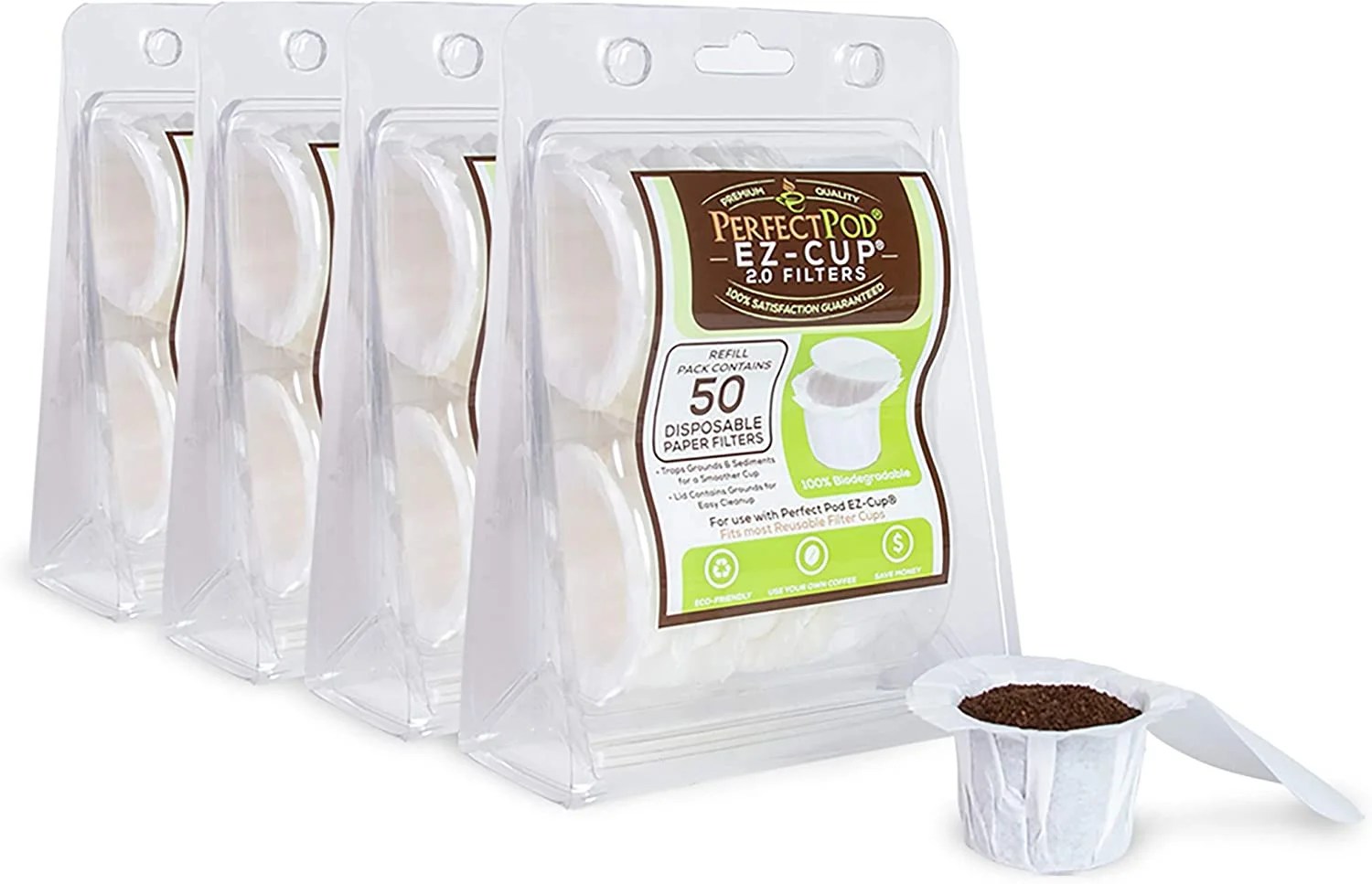 EZCup Disposable Paper Coffee Filters with Patented Lid Design for