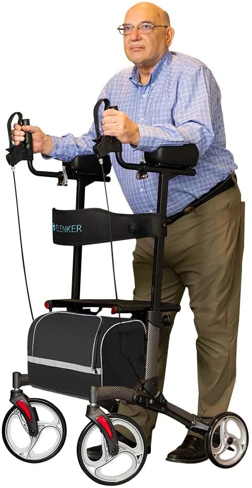 ELENKER Upright Walker, Stand Up Folding Rollator Walker with 10” Front