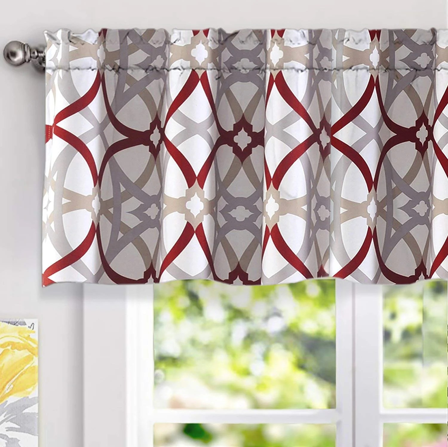 DriftAway Alexander Spiral Geo Trellis Pattern Window Curtain Valance