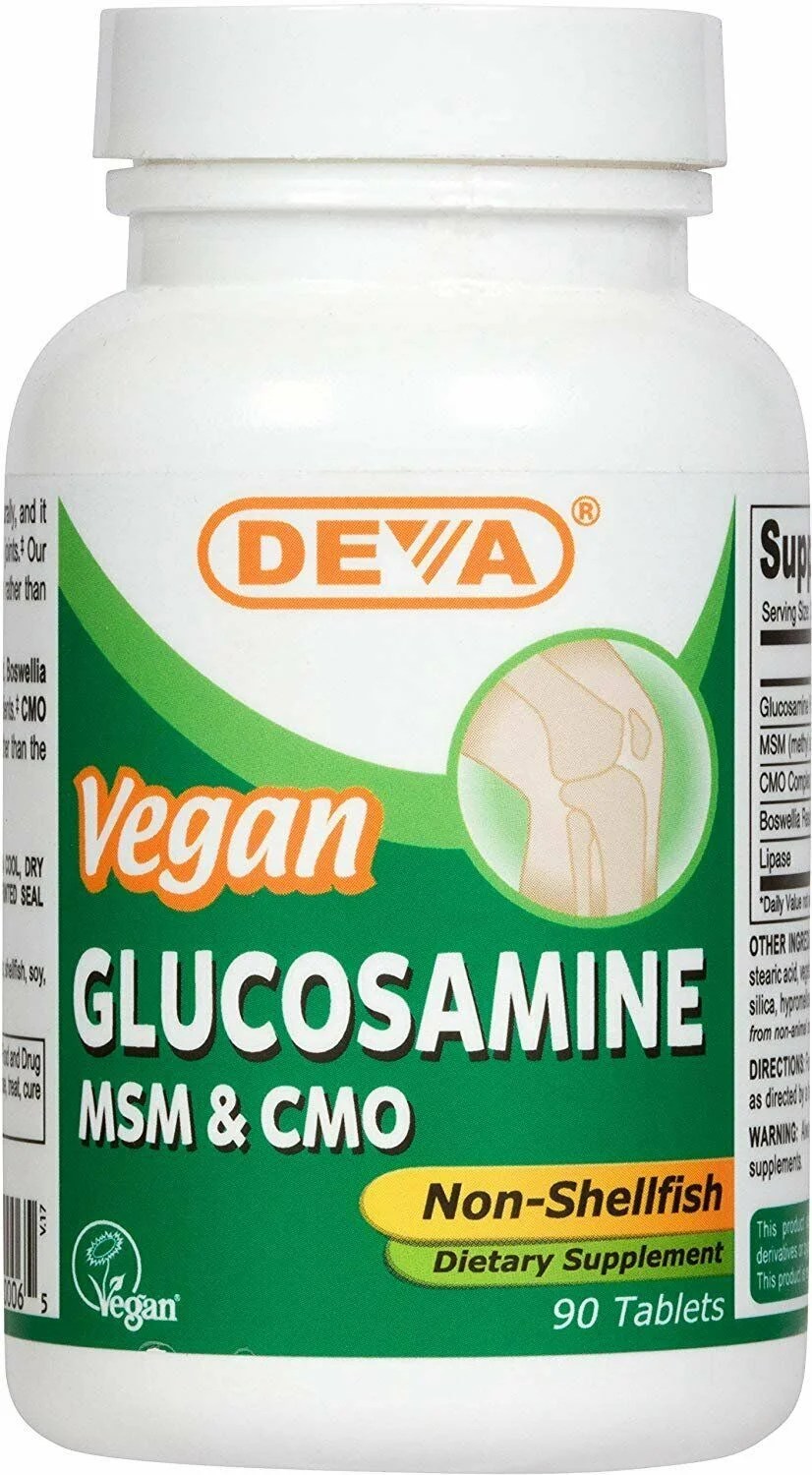 Deva Vegan Glucosamine MSM & CMO, Joint Support NonShellfish, 90ct, 3