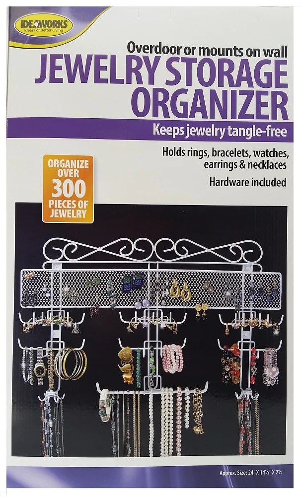 Jobar Organizing Jewelry Valet, White Coated Wire 24" x 14.5" x 2.5