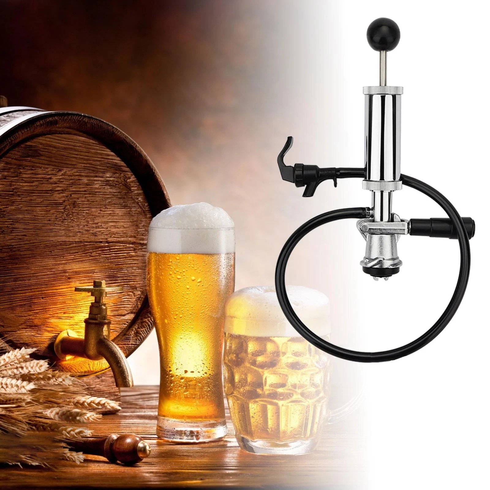 Beer Keg Taps S Type Pump Set Beer Keg Pump Durable for Picnic Table