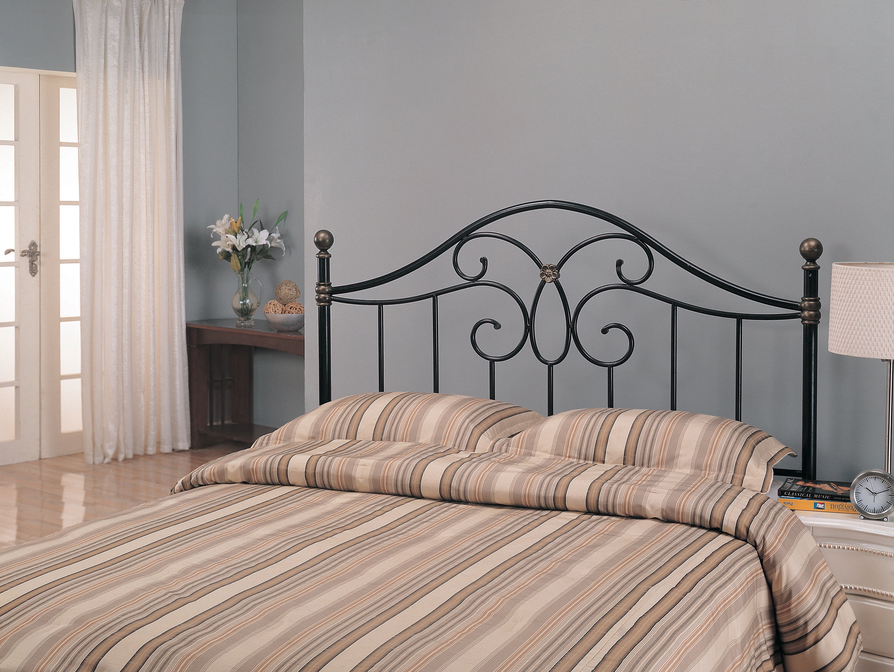 Full/Queen Metal Headboard Black and Bronze